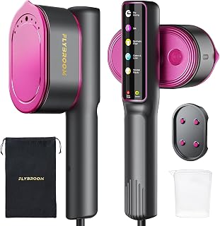 FLYBROOM 1200W Travel Steamer & Iron 2-in-1: 13s Heat-Up, LED Touch 5 Modes, Ceramic Panel, 110ml Tank, Portable Garment Steamer for Home & Travel (110V)