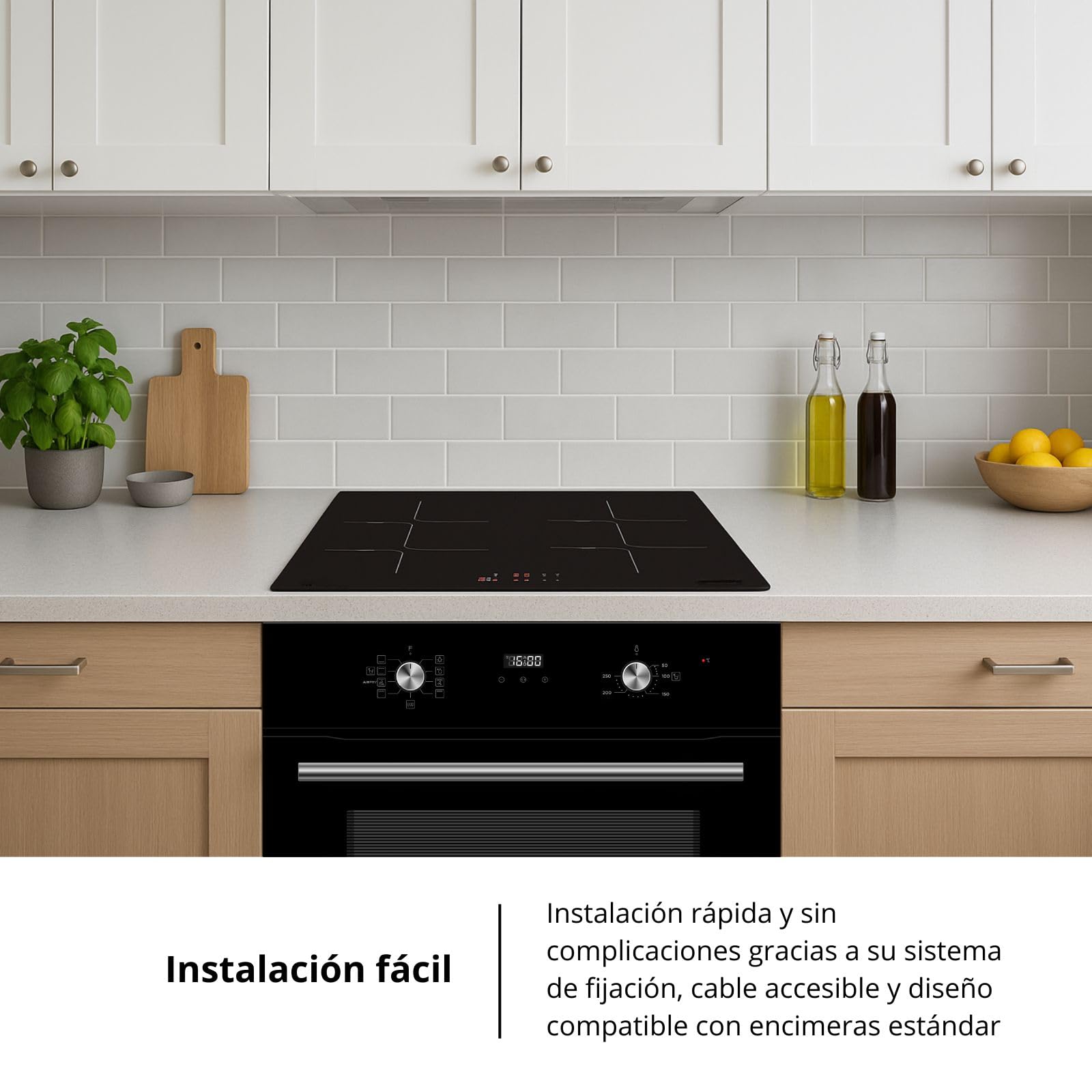 Corberó - Placa de Inducción 60cm | CCIM472 | 7200 W| 4 Zonas | Booster | Inverter | Control Táctil | Temporizador | Bloqueo Infantil | Desconexión automática | Negro