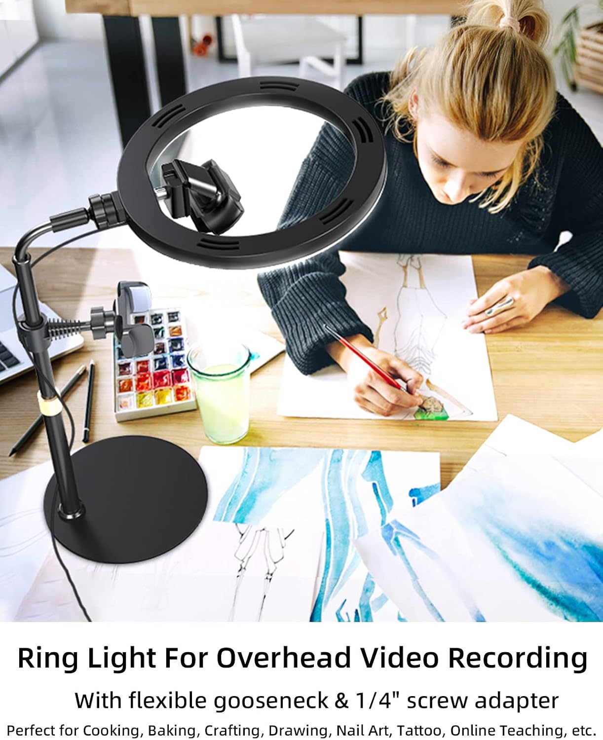 Ring Light for Computer Video Conference Lighting, 10'' Desktop Zoom Meeting Light for Laptop with Stand & Phone Holder, Ring Lighting for Video Conferencing, Zoom Meeting, Webcam Light, Live Stream