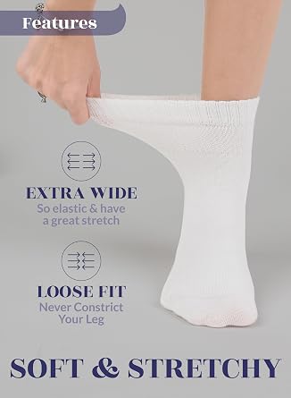 Hugh Ugoli Women's Diabetic Ankle Socks, Bamboo, 3-6 Pairs, Loose Fit, Soft