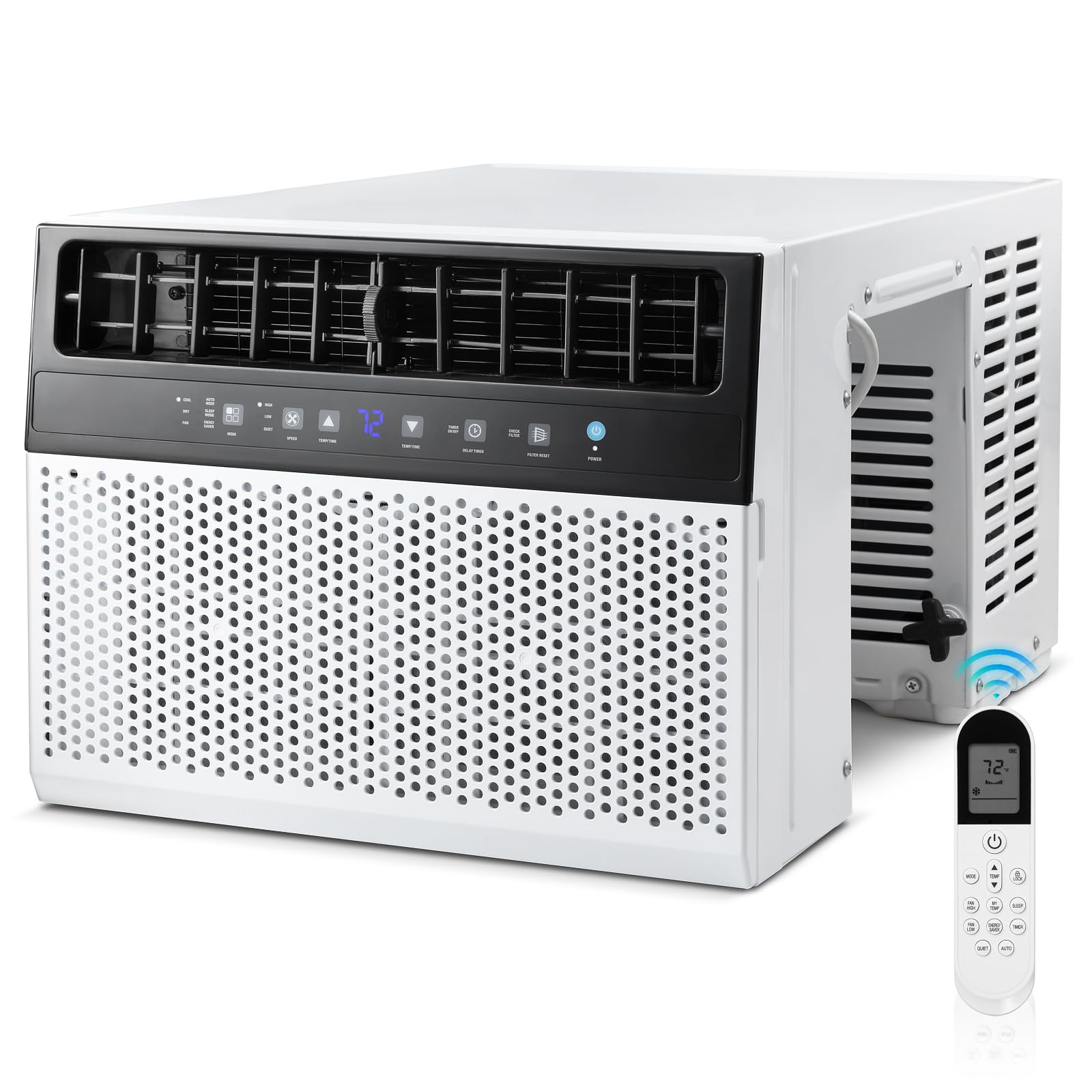 Antarctic Star 12,000 BTU U-Shaped Window Air Conditioner Cools up to 550 Sq.Ft, 6 Modes in 1, 24H Timer, Window AC Units, Easy to Install, Low Noise, Remote Control, for Bedroom, Office, Dorm, White. (small dent on top see pics)