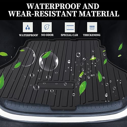 Miniatura 2 de Cargo Liner for 2024 Hyundai Elantra (No Elantra GT Models) - Black TPO All Weather Heavy Duty Waterproof Rear Cargo Tray Trunk Floor Mat Protector