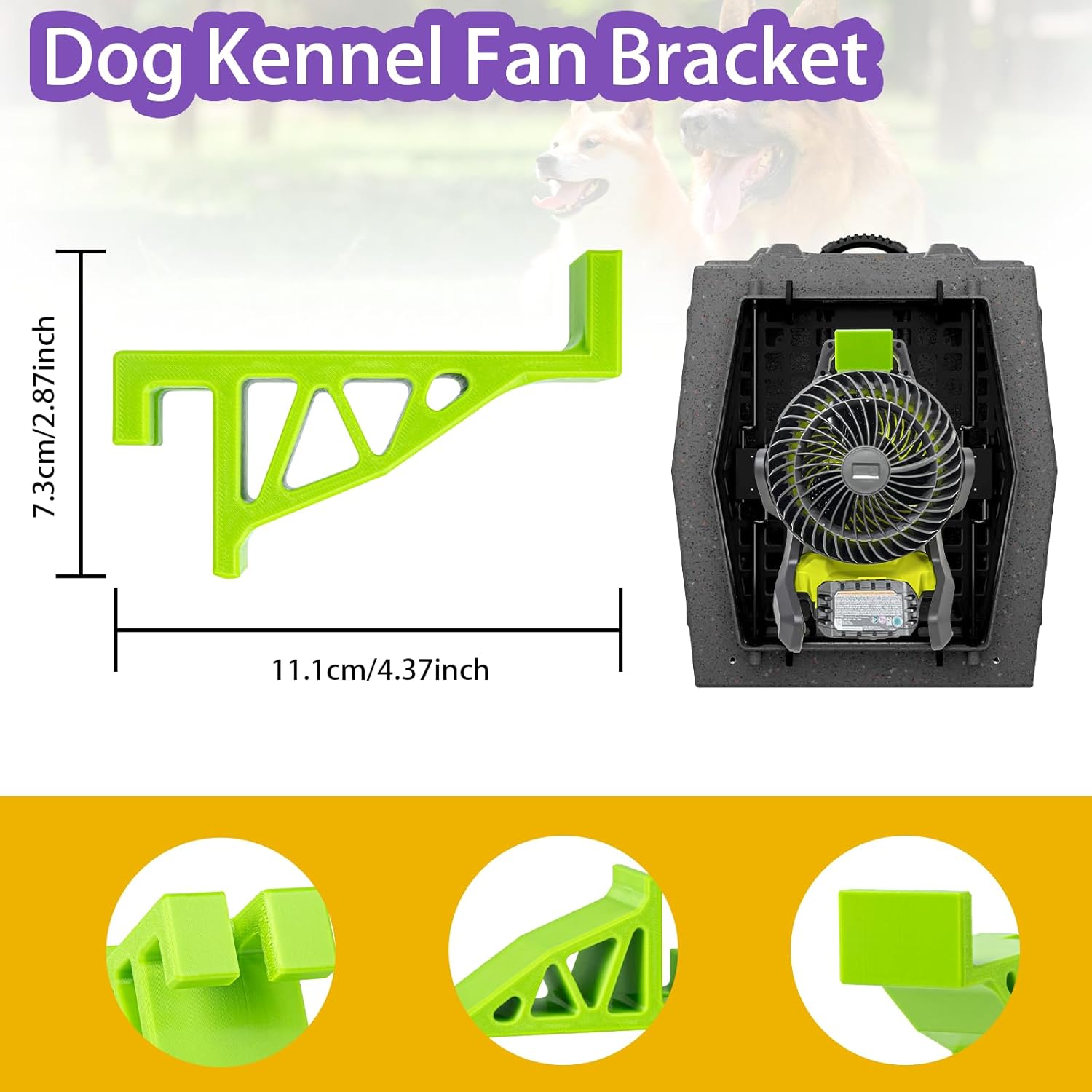 Dog Crate Accessories, Cooling Fan Compatible with Ryobi & Ruffland Kennel Accessories, Secure Clip-On Design for Travel, Keep Pets Cool Outdoors(for Small and Medium-Sized Dog Cages) (1)