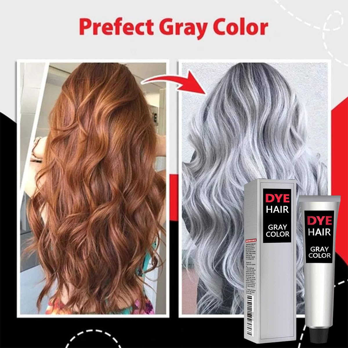 Crème De Couleur Permanente De Mode,Teinture De Cheveux Argentée Unisexe,Nouvelle Crème De Teinture De Cheveux Naturelle Gris Argenté,Silver Gray Hair Dye Cream,1pc