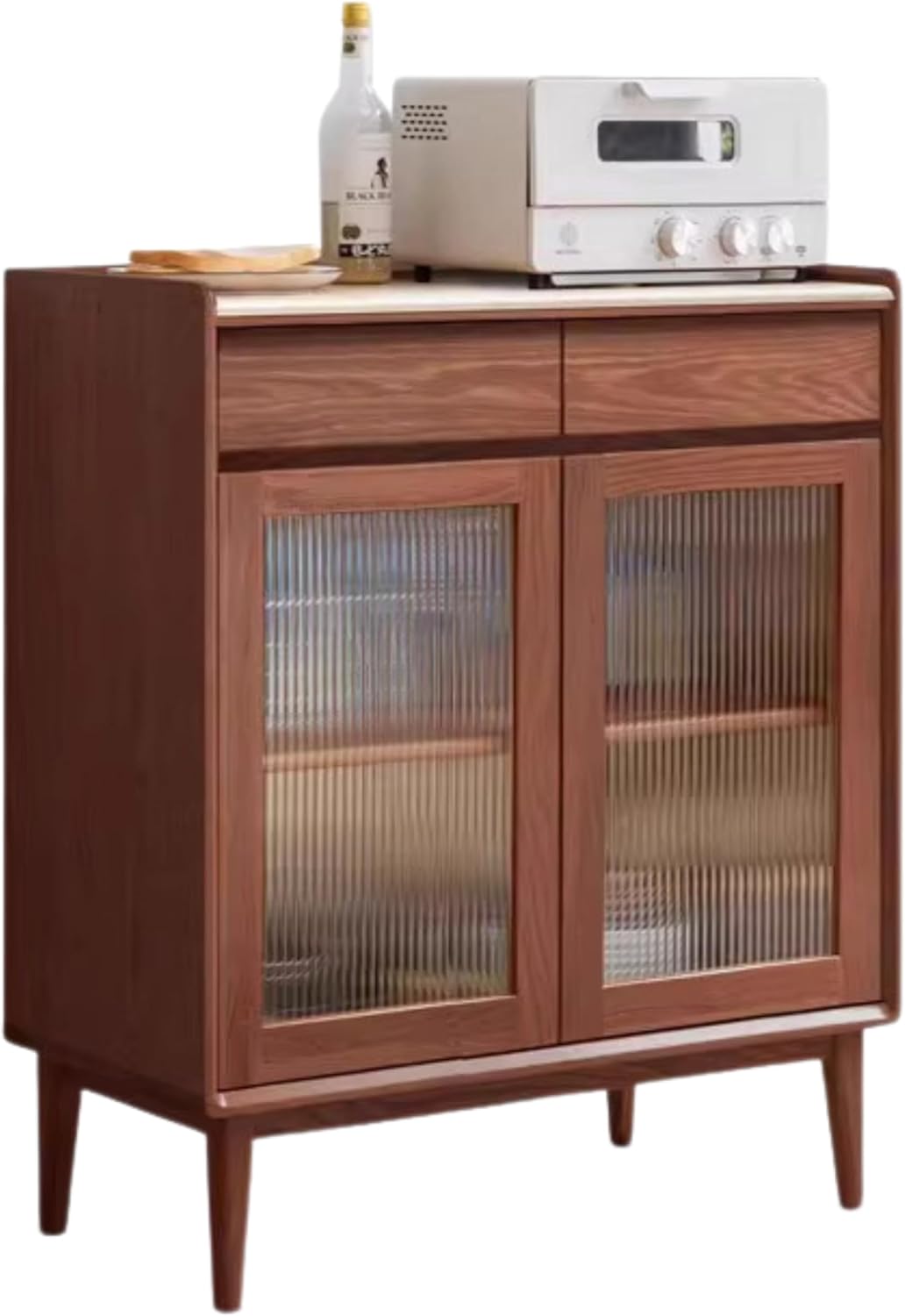 GVAwood Oak Solid Wood, Solid RubberWood Nordic Modern Sideboard Out of Stock 39.4x11.8x37 inch / 100x30x94сm / Walnut Color/Oak Solid Wood Rock Board Sideboard