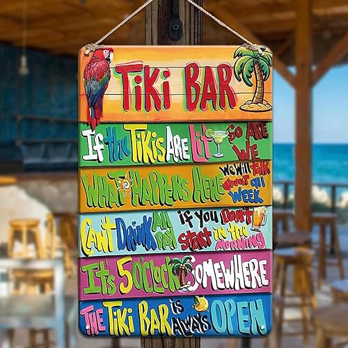Tiki Bar Decor - Letreros de playa Tiki Bar, letreros de patio, accesorios de barra Tiki, letreros de metal vintage para bar en casa, letreros de Tiki Bar Decor - Letreros de playa Tiki Bar, letreros de patio, accesorios de barra Tiki, letreros de metal vintage para bar en casa, letreros de