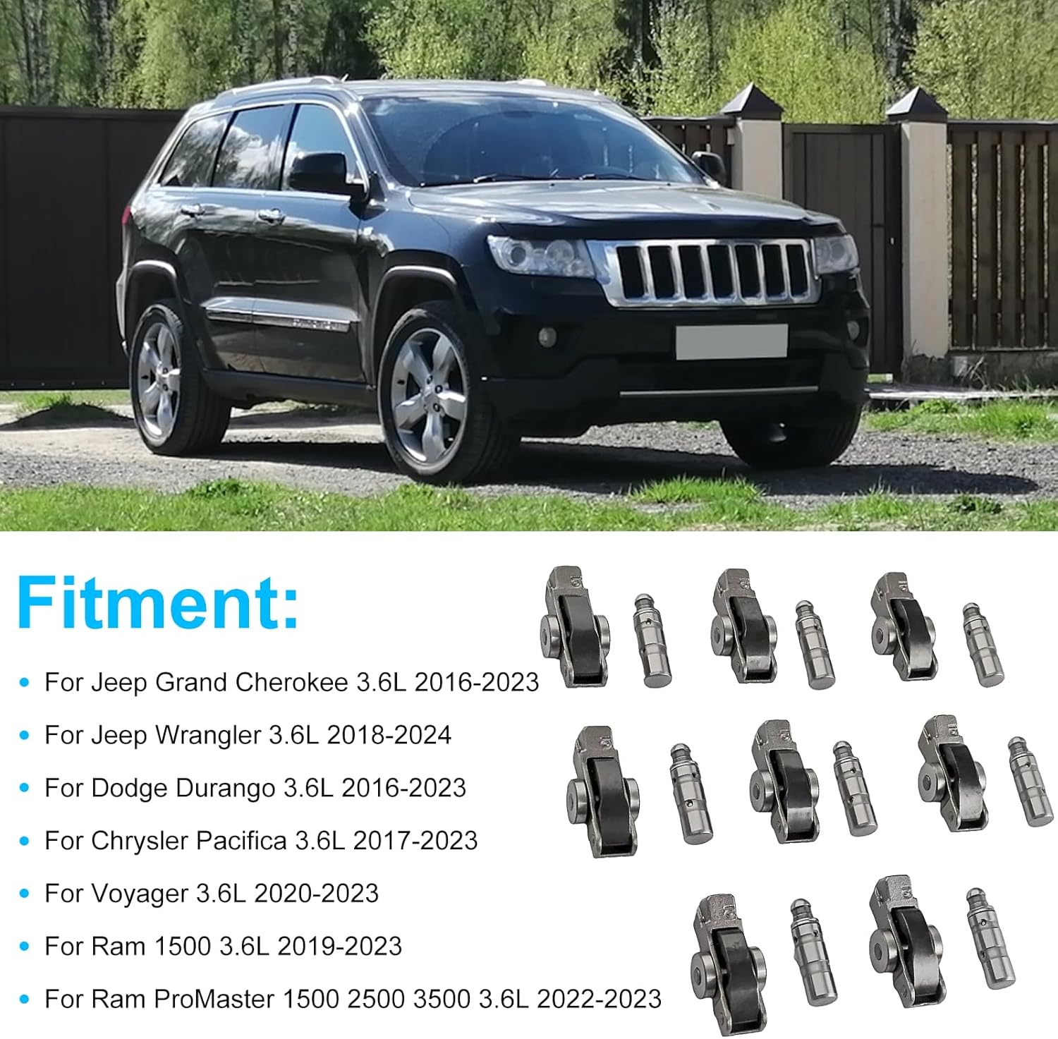 24 PCS 5047979AA Intake & Exhaust Lifters Rocker Arms For Jeep Chrysler Dodge Ram 3.6L 2016-2024 Replace 05184332AA 5047883AB 68245463AA 5184296AD