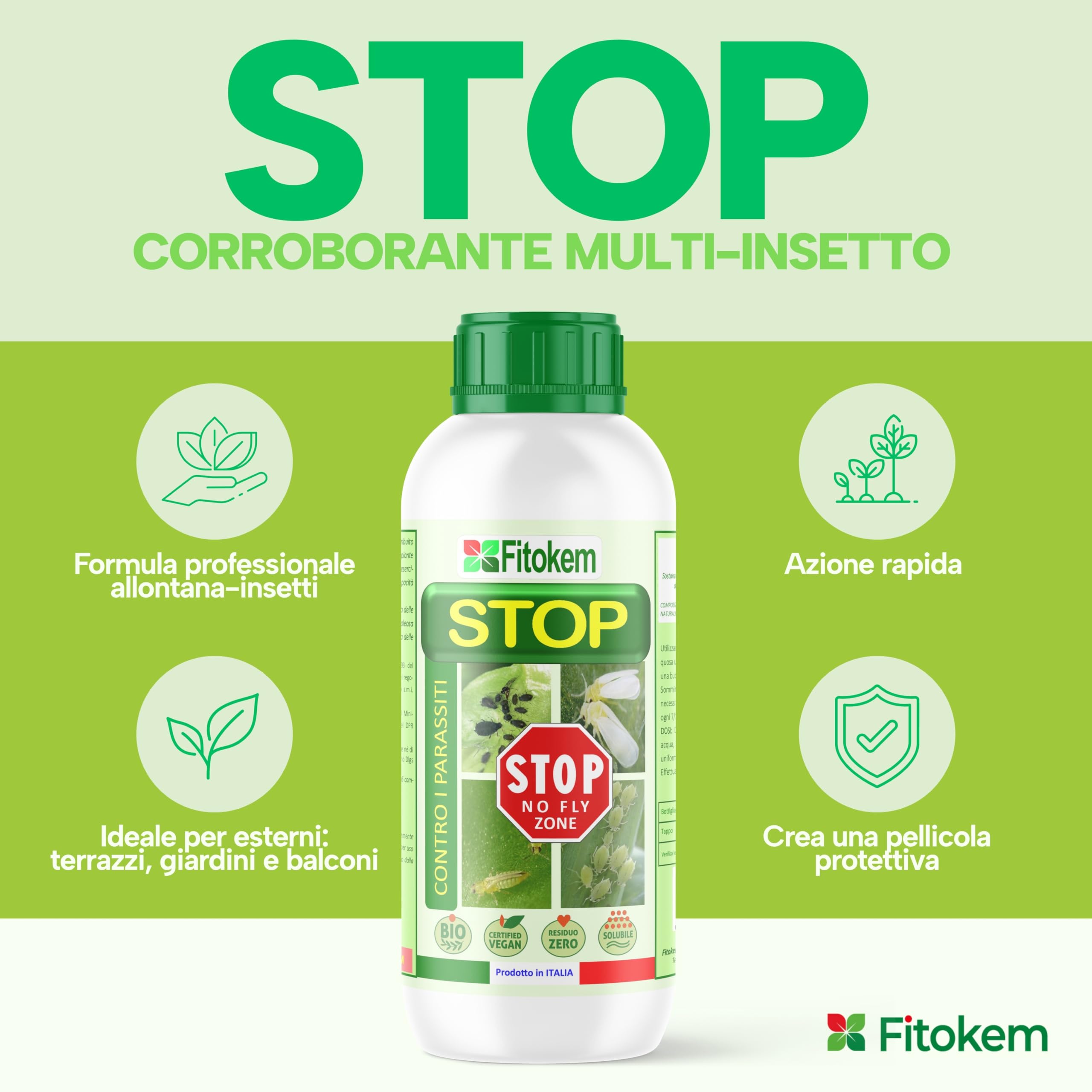 FITOKEM - STOP 1 LT -Corroborante BIO contro insetti e parassiti
