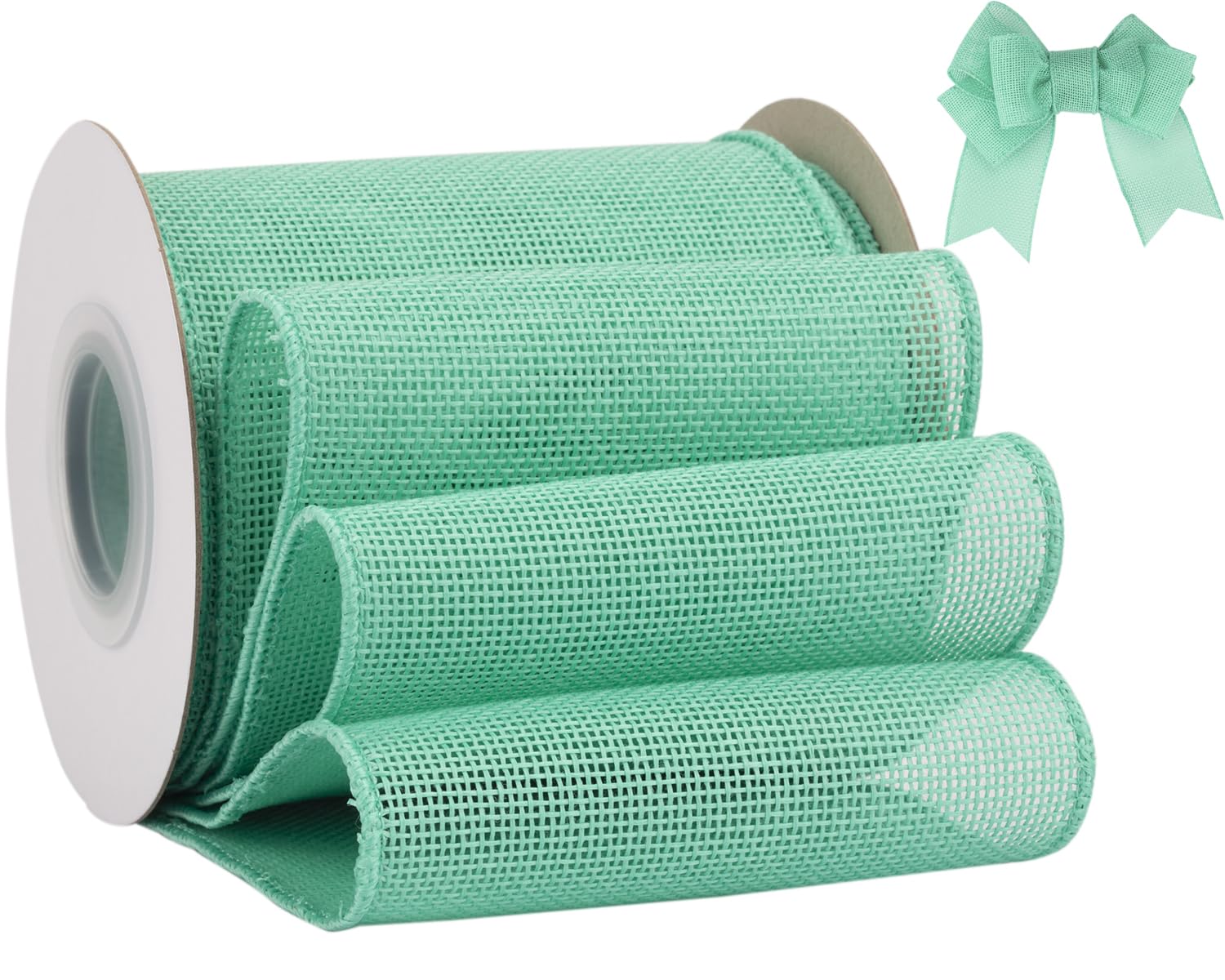 Tekdeere Burlap Ribbon 100mm x 9 Meters, Aqua Wired Ribbon for Crafts, Gift Wrapping, Wreaths, Bows, Tree Decoration and Outdoor Decoration