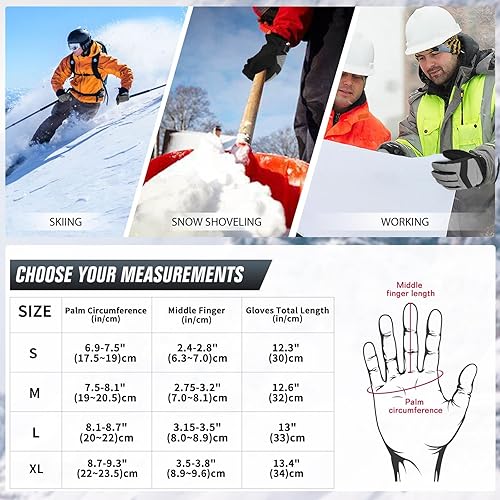 Miniatura 6 de WOLFILIST Ski Gloves Waterproof Windproof - 3M Thinsulate Insulated Warm Snow Gloves, Snowboard Gloves with Zipper Pocket, Touchscreen Winter Gloves