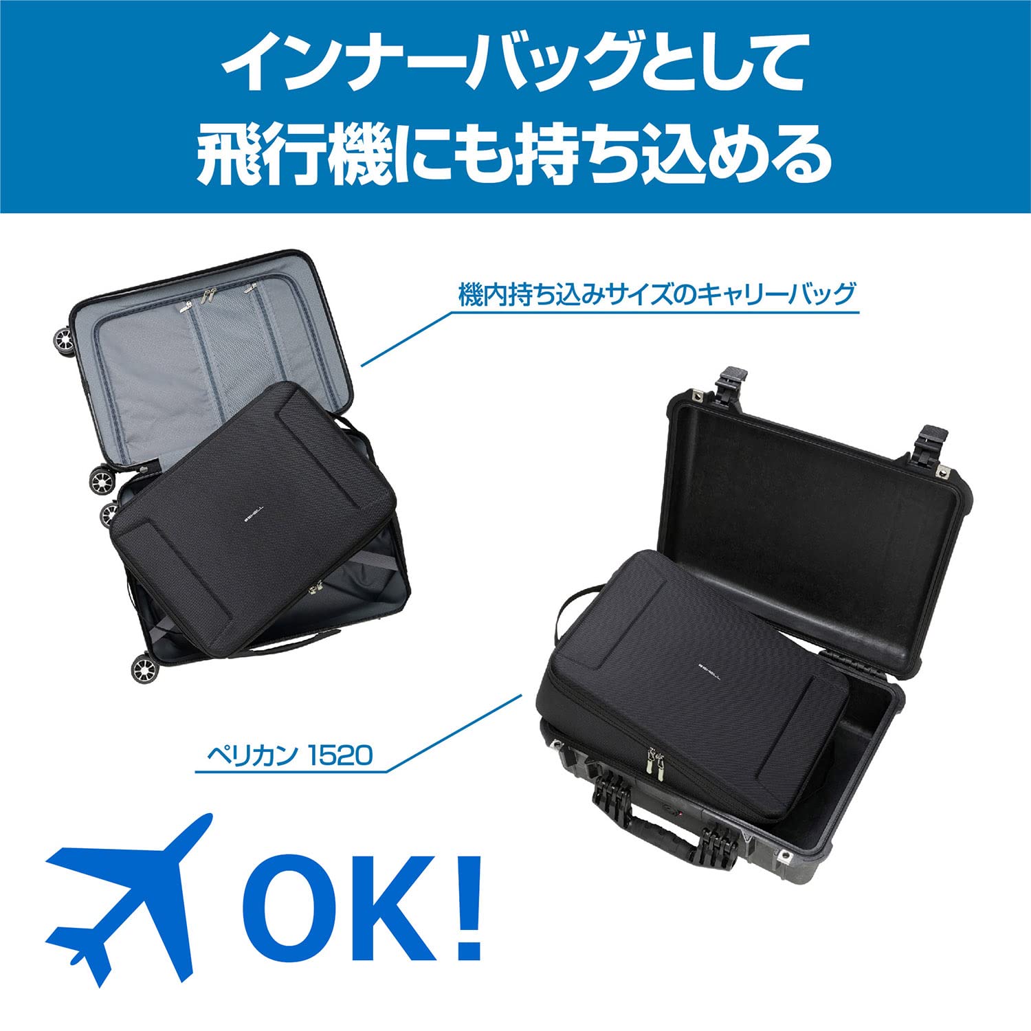 新古品　カメラキャリーバック　HAKUBA ハクバ カメラバッグ Mサイズ ブラック 機内OKセミハード