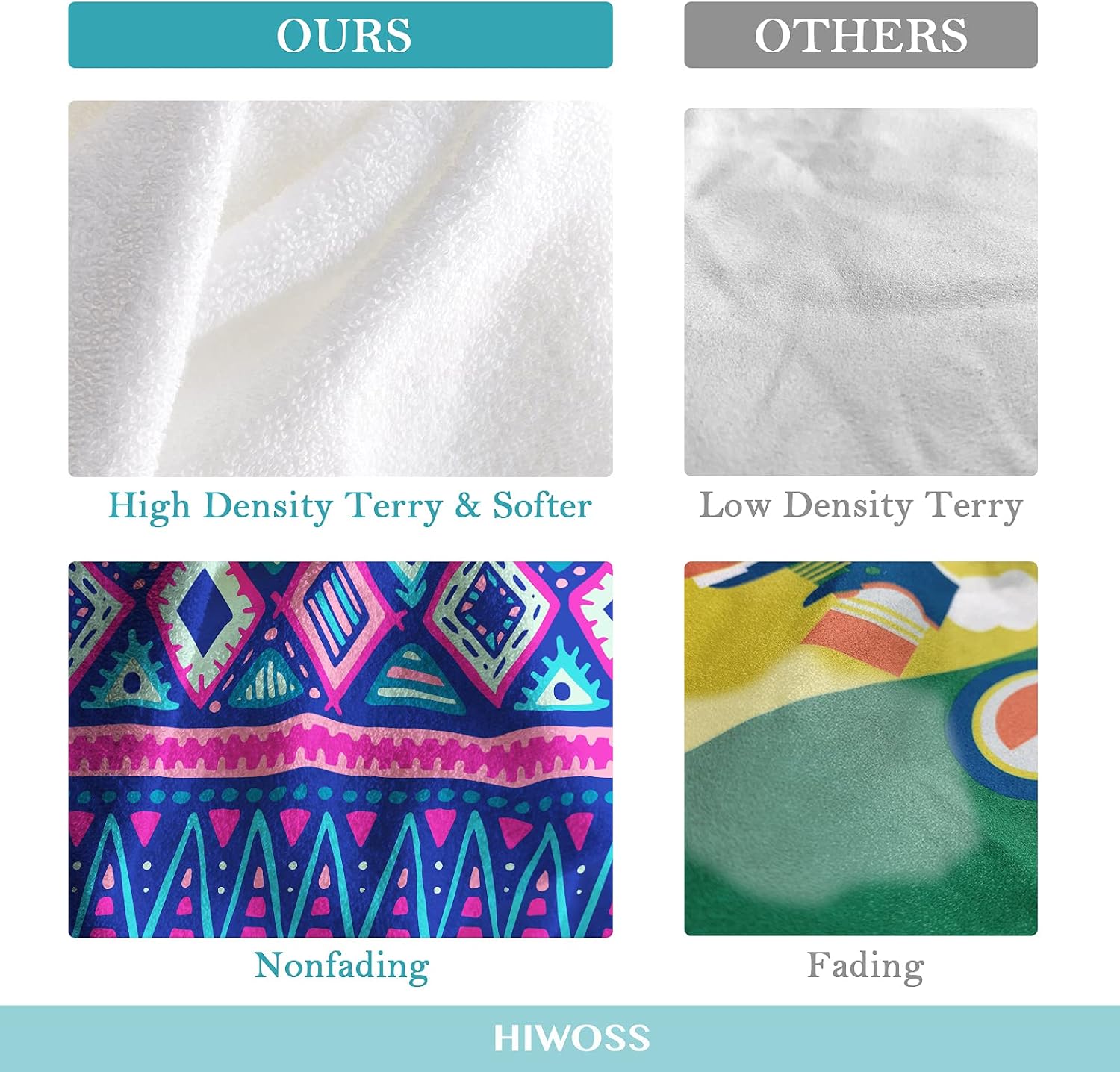 Hiwoss Microfiber Beach Towels Oversized 71"x31", Soft Touch Ultra-Absorbent Quick Dry Sand Free Large Pool Towels with Mesh Bag for Travel Camping Bathroom,Boho-Chic