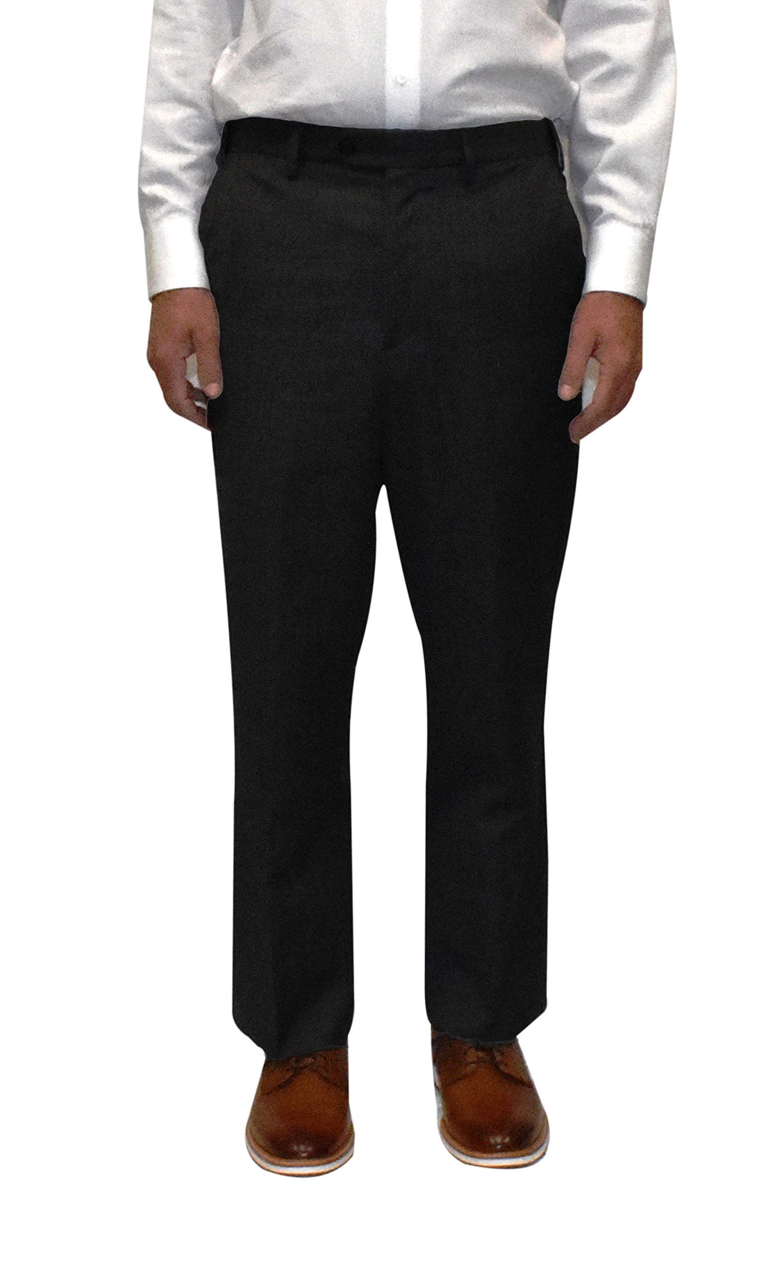 BERLE Worsted Wool Gab Self Sizer Flat Front