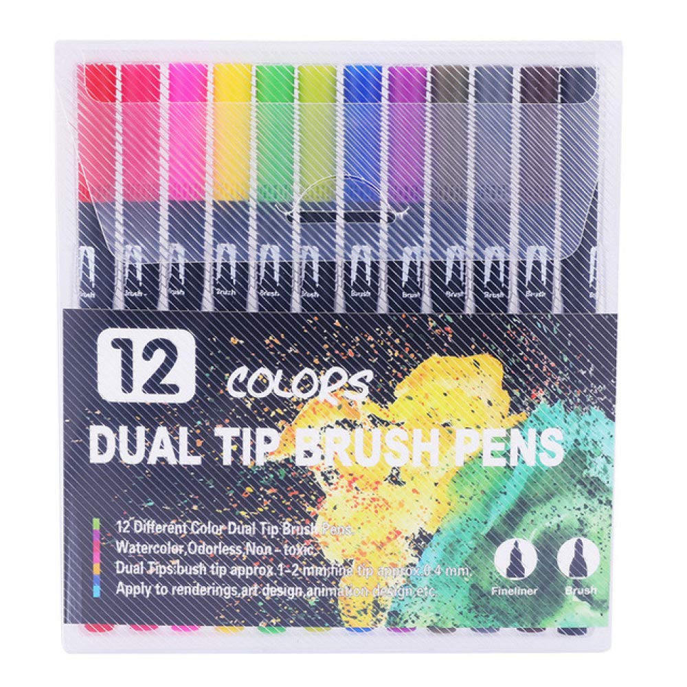 Aquarellstift Aquarellstift Pinselmarker Dual Tip Drawing für Bullet Journal Art Marker 12 24 36 48 60 72 100 120 Farben Stifte 48 Farben Schwarz (12 Farben Schwarz) (12 Farben Schwarz)
