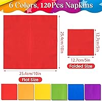 Vista 2 de Whaline Servilletas de papel de cóctel multicolor arcoíris de 2 capas para decoración de fiestas, 120