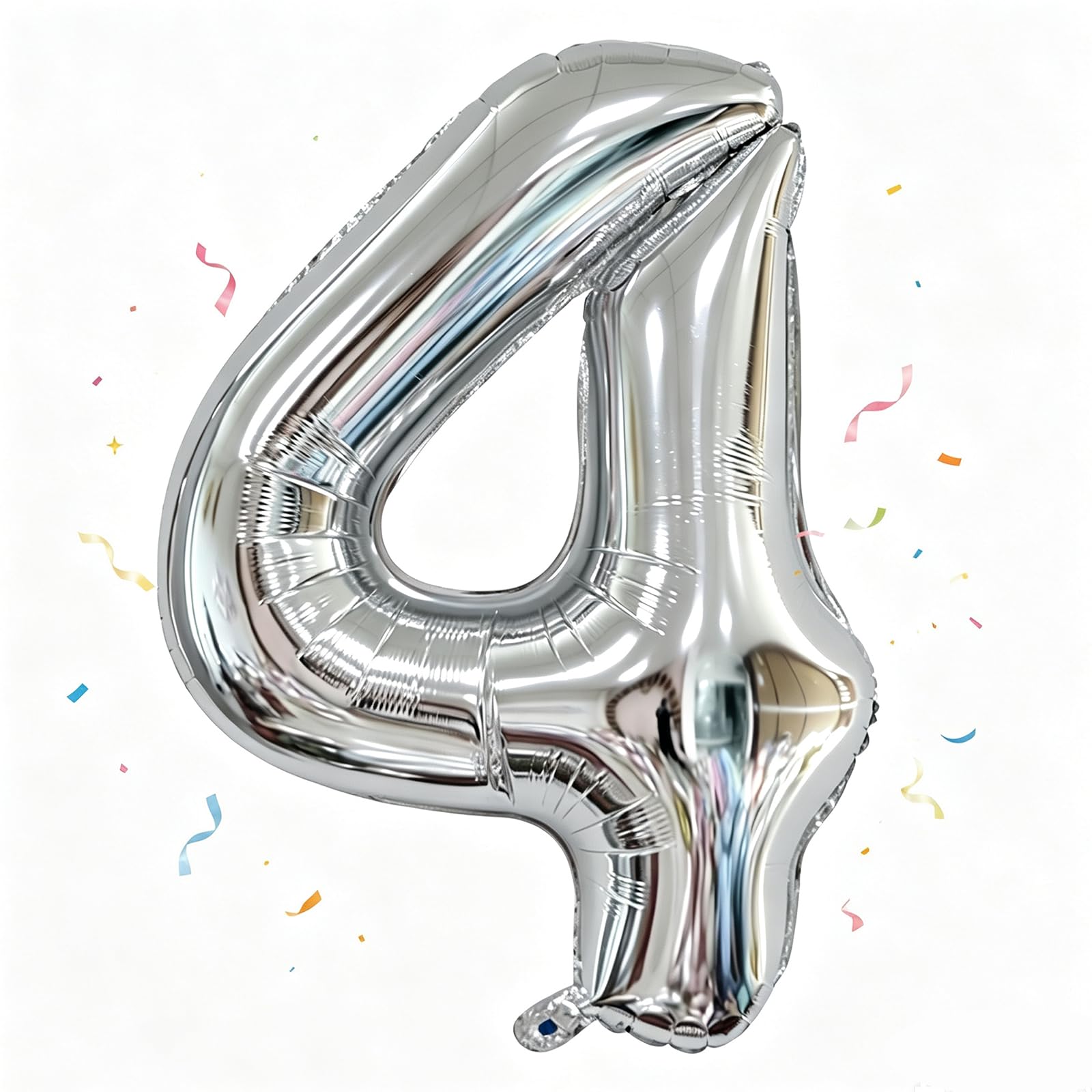 Smlpuame 40 Inch Silver Number 4 Balloon,4th Birthday Decoration Boys Girls — image 1