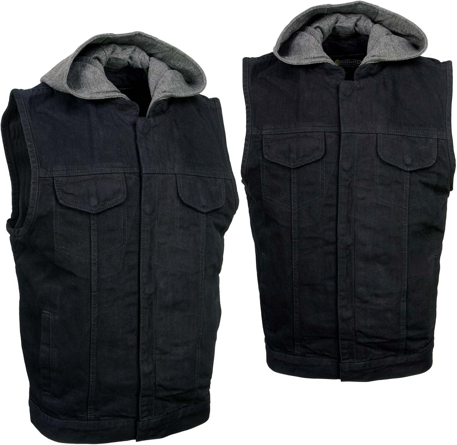 Milwaukee Leather Men's Classic Club Style Premium Denim Motorcycle Biker Vest with Hoodie | MDM