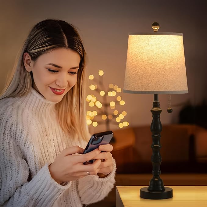 Lámpara de Mesa Terpsichore Moderna, Negro, 26.25 Pulgadas, Set de 2 miniatura 3