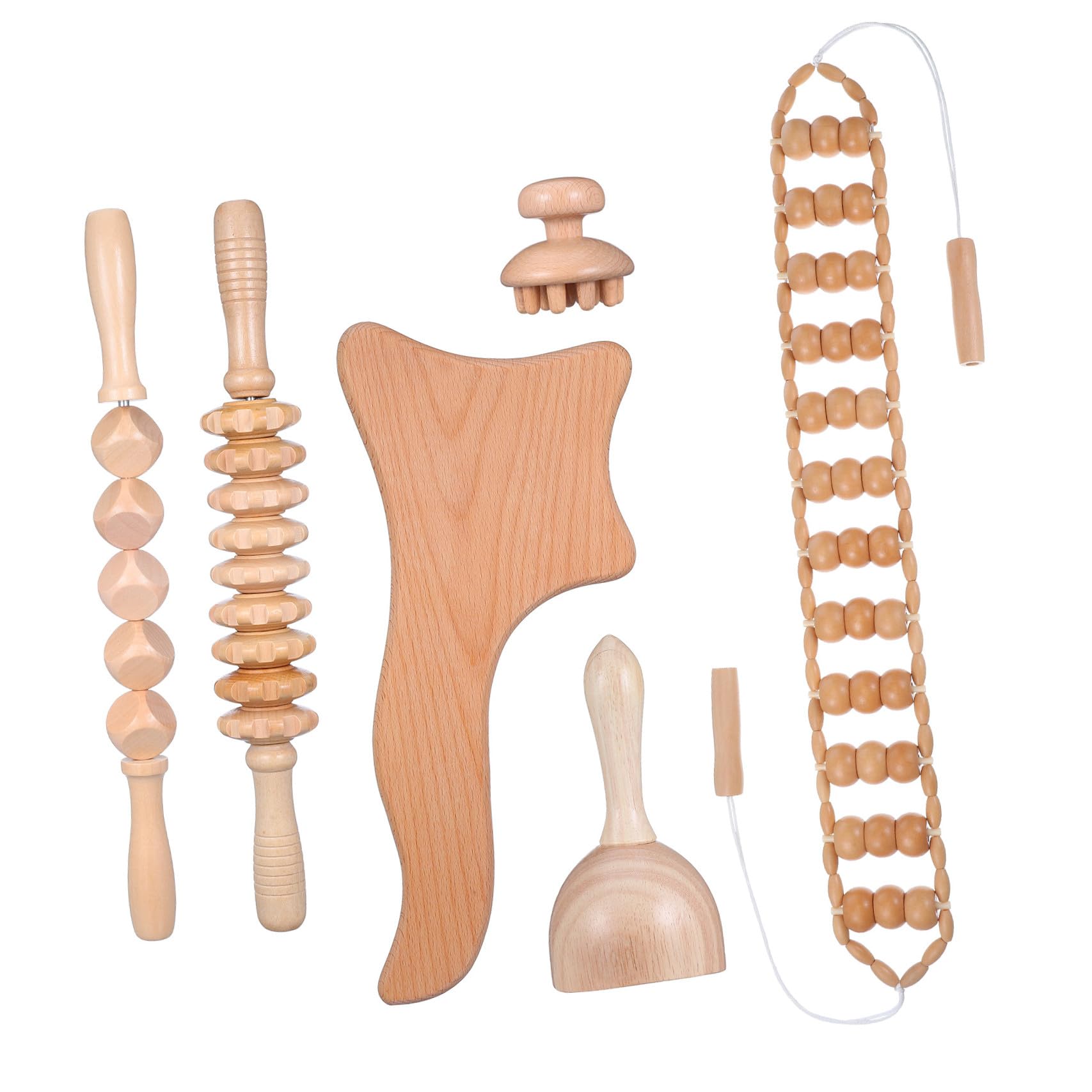 6stücke Holztherapie Massage Mit Holzroller Massage Und Holzmassagegerät Für Rücken Nacken Schultern Körperentspannung Werkzeuge