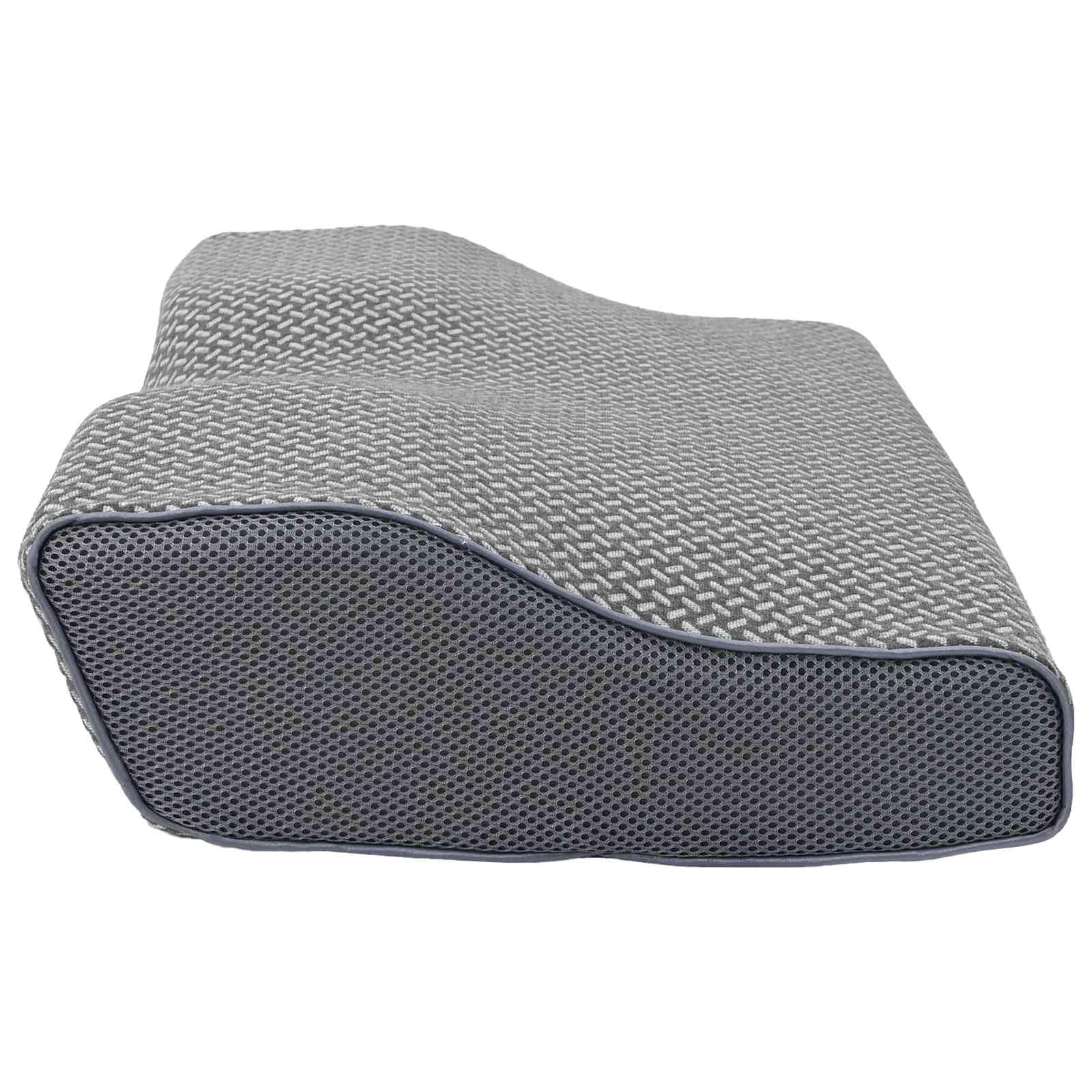 Nowoczesna poduszka pod kark, szara, 60 x 34 x 11 cm, z pianki memory z poszewką poliestrową, ergonomiczna poduszka podróżna dla karku i komfortu