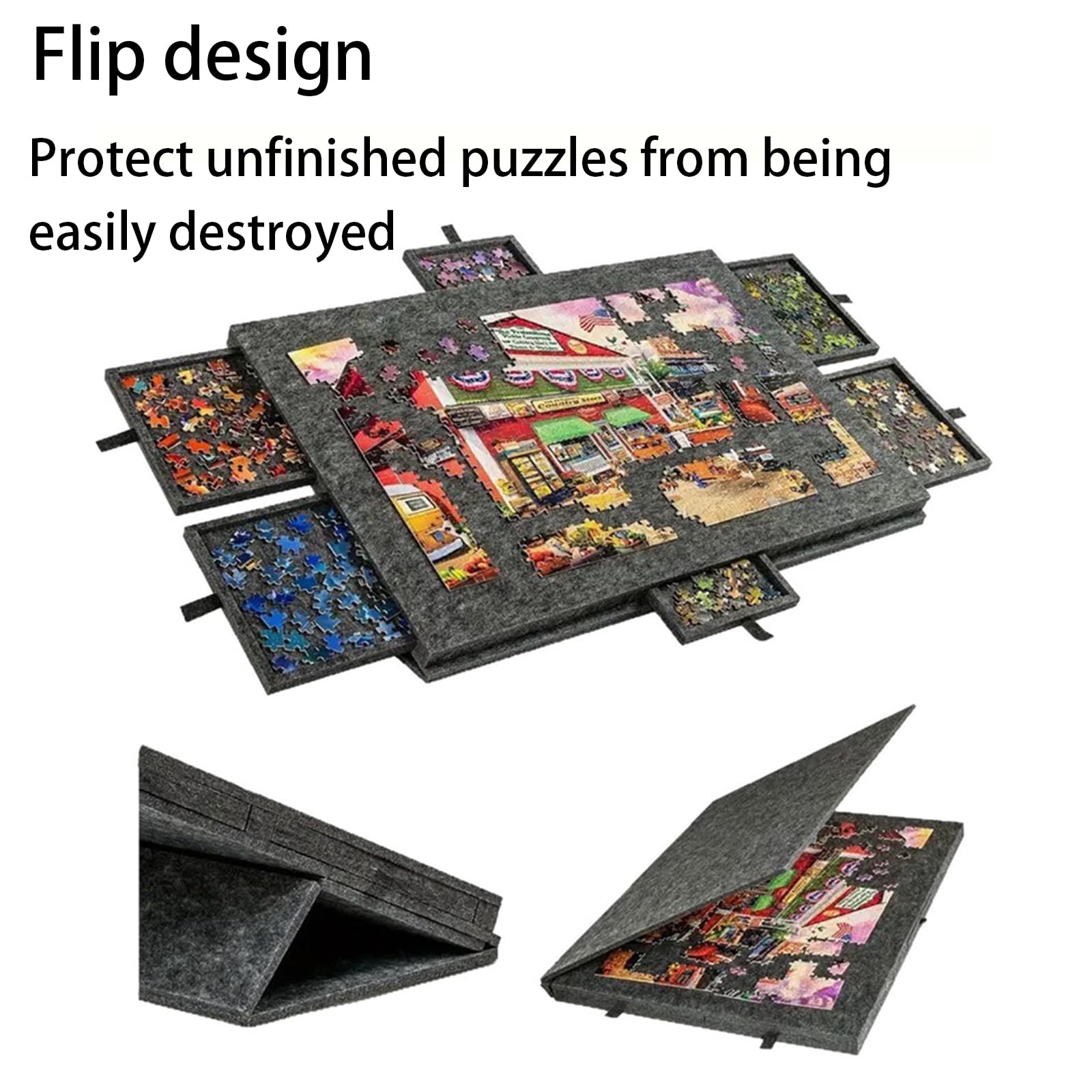 Mesa De Rompecabezas Plegable,Mesa De Rompecabezas Inclinable,Tablero De Rompecabezas De Fieltro Liviano,No Es FáCil Doblar,DiseñO Abatible,para El Hogar O para Viajar