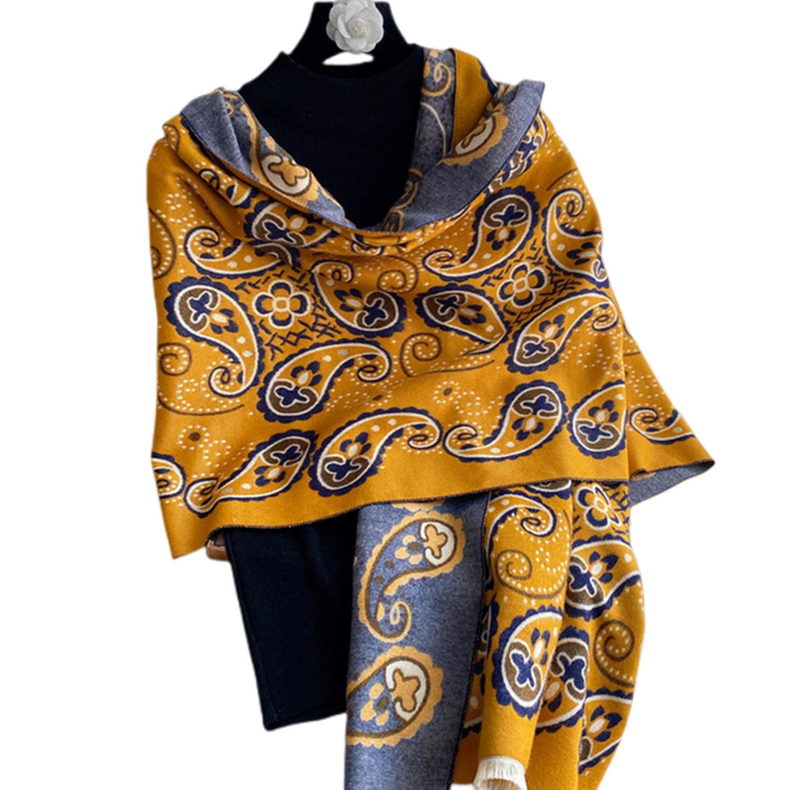 URYYRIT Foulard Écharpe Cachemire Chaude Dames Imprimer Un Châle De Couverture Hivernale Épaisse Et Envelopper Pashmina 180 * 65 Cm Femmes-Wyt152-4