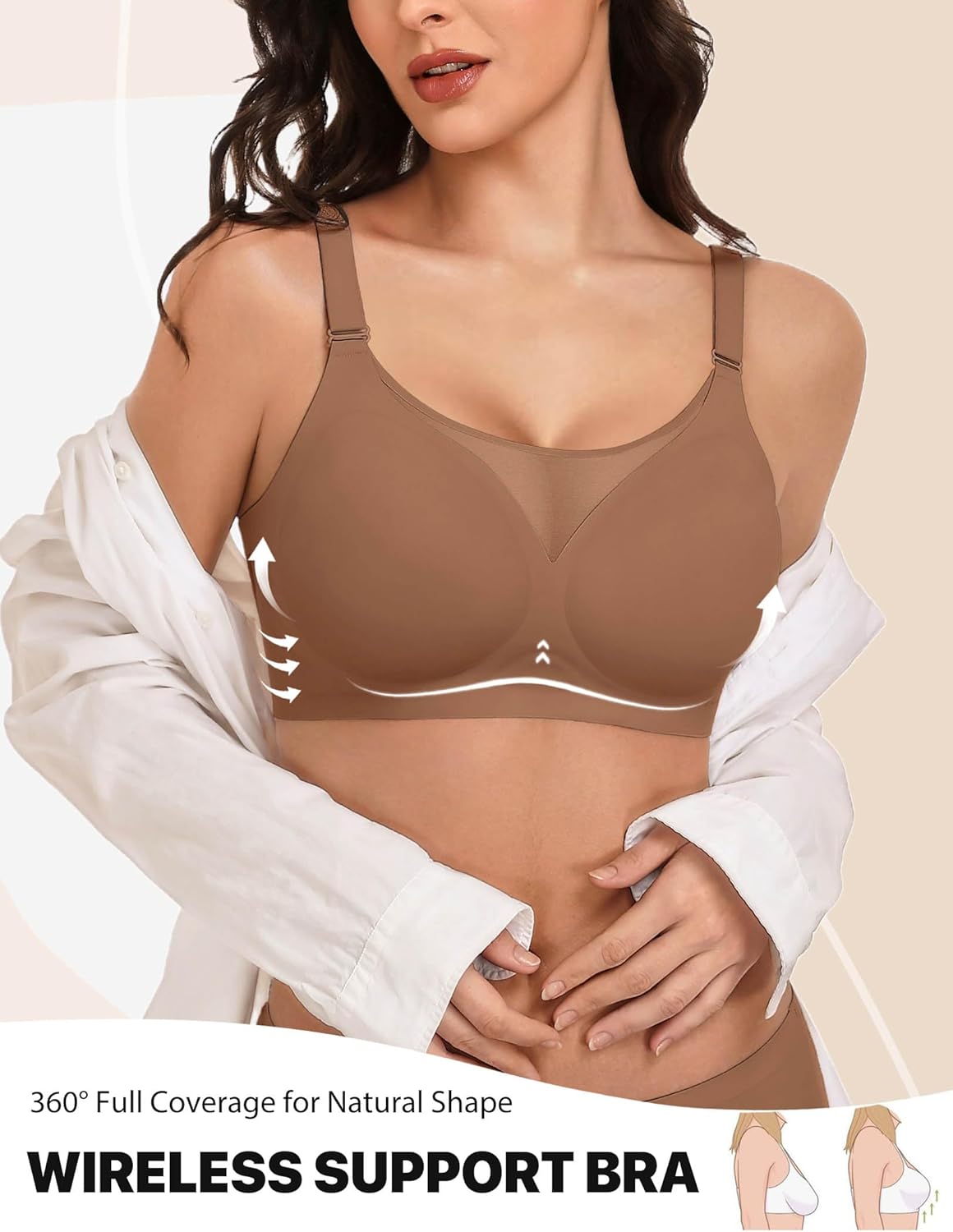 Avidlove Wireless Bras for Women Seamless Push Up Full Coverage Bra Mesh Comfy Bralette Tshirt Everyday Bras - Image 2