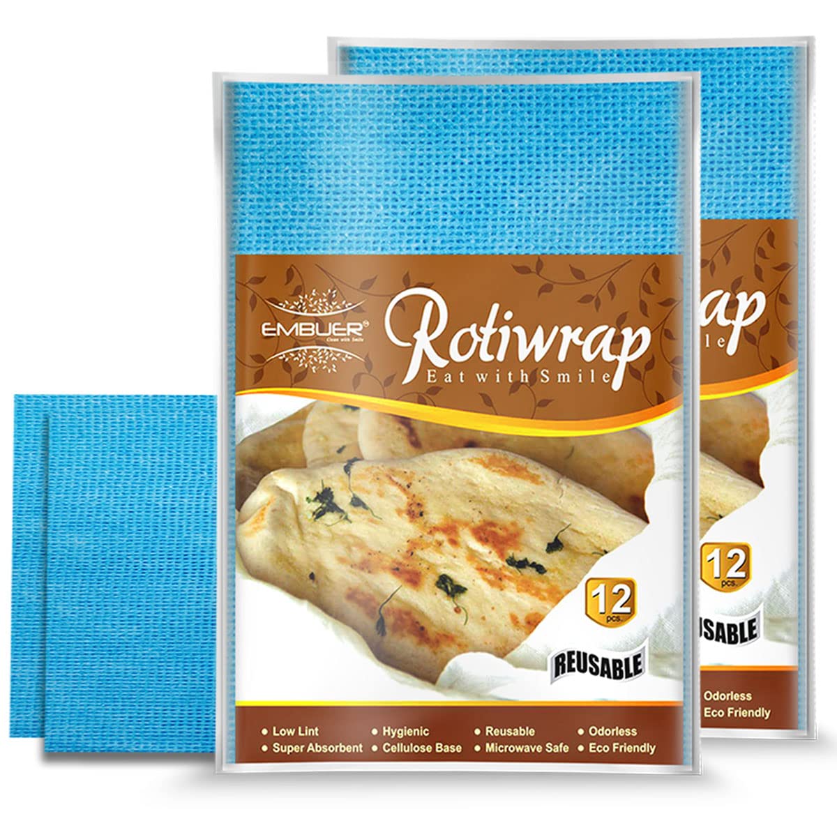 Health Pvt Ltd Reusable Roti Wrap - 24 Pcs - (Blue) | Eco-Friendly Roti Wrap Keep Food Fresh, Odourless, Hygienic and Multipurpose Roti Wrap, Tiffin Wrap, Food Wrap