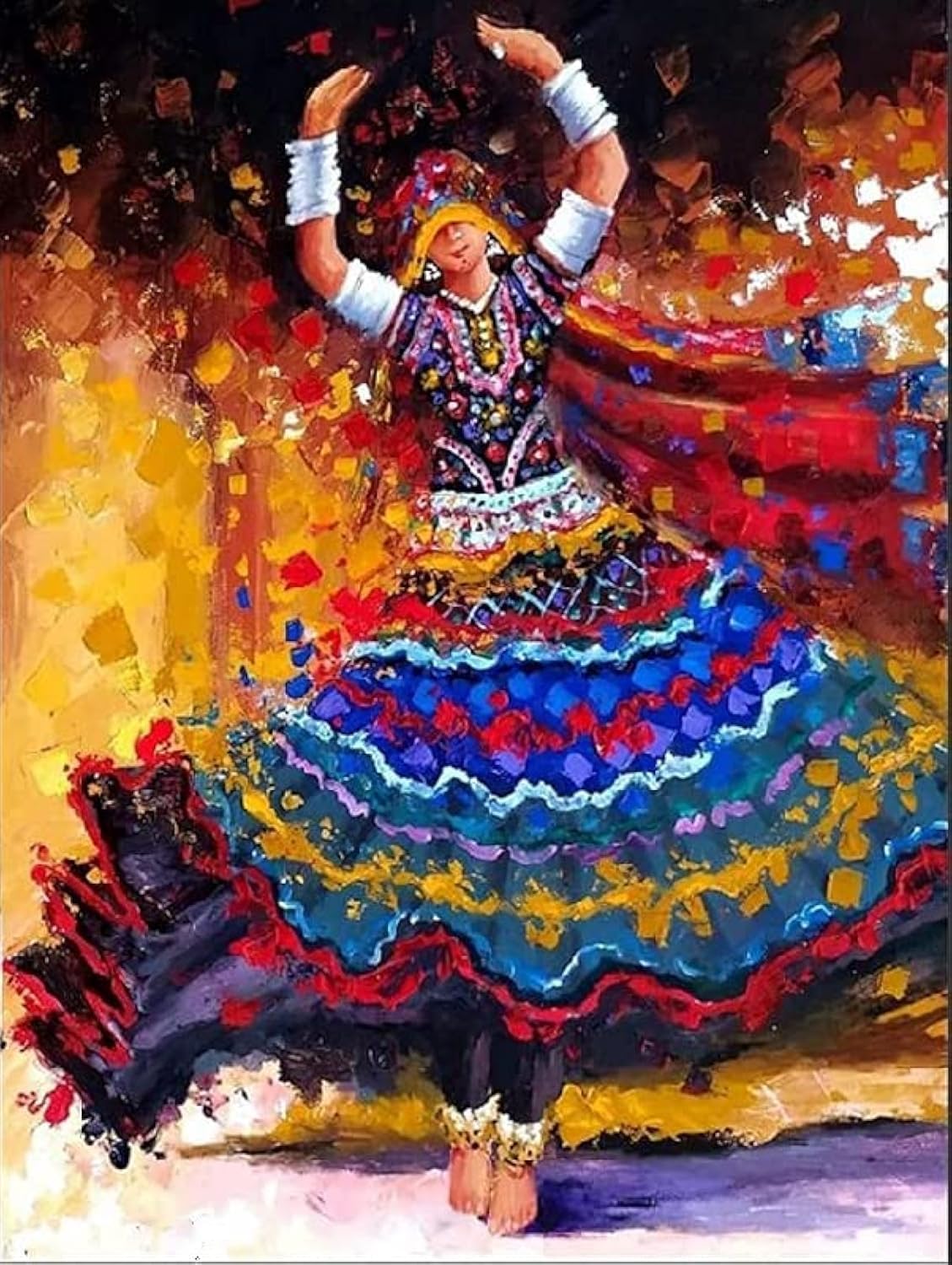 TULIP N TURTLE Ghoomar Diy Acrylic Painting By Numbers Kit On Canvas, Multicolor