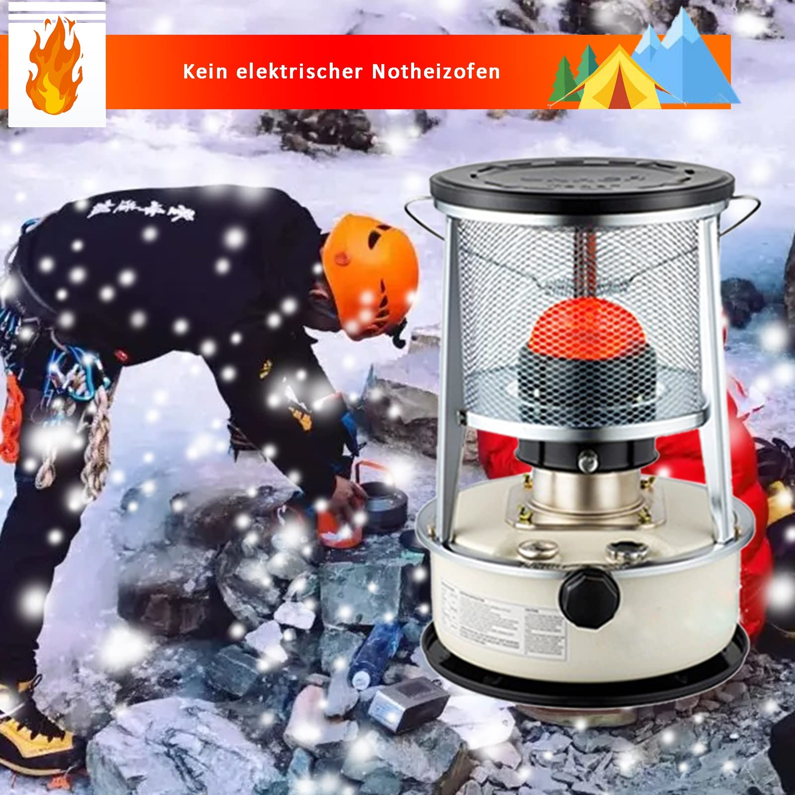 Petroleumofen für Innenräume,Ohne Strom Innen Petroliumheizer,Mobile Outdoor Camping Notkocher Petroleum Heizung Heizer,Effizienter geringer Energieverbrauch,6 Liter großes Fassungsvermögen