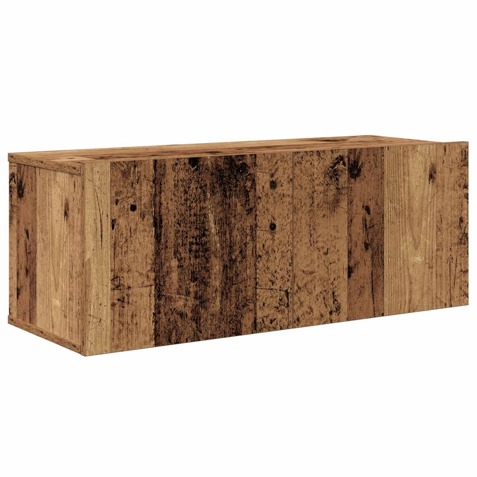 TV-Schrankset Wandmontiert 3-teilig, Altholz Holzwerkstoff, Modernes Media-Center für Wohnzimmer und Schlafzimmer, Platzsparendes Design mit Stauraum