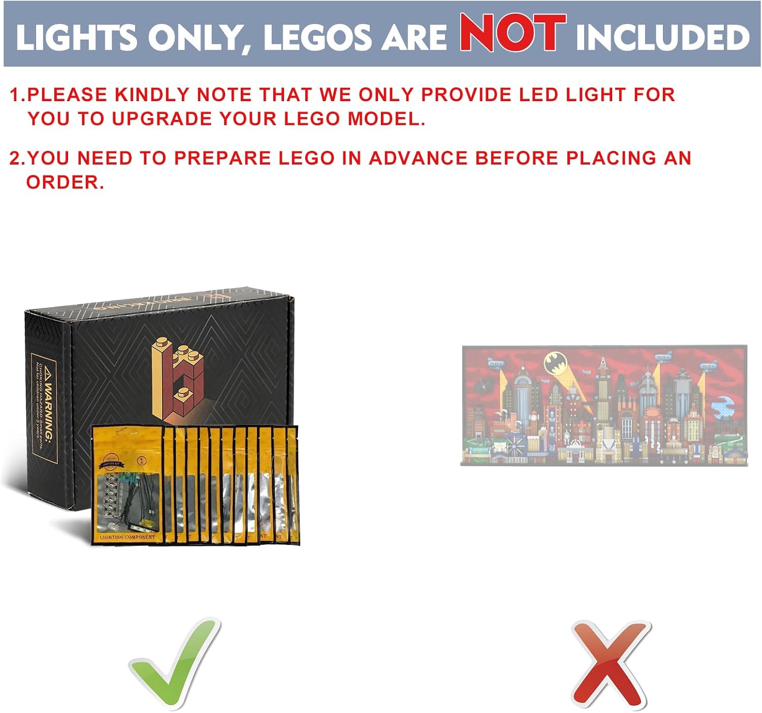 BrickBling Lighting Kit Compatible with Lego The Animated Series Gotham City™ 76271, Bricks Not Included (RC Version Light)