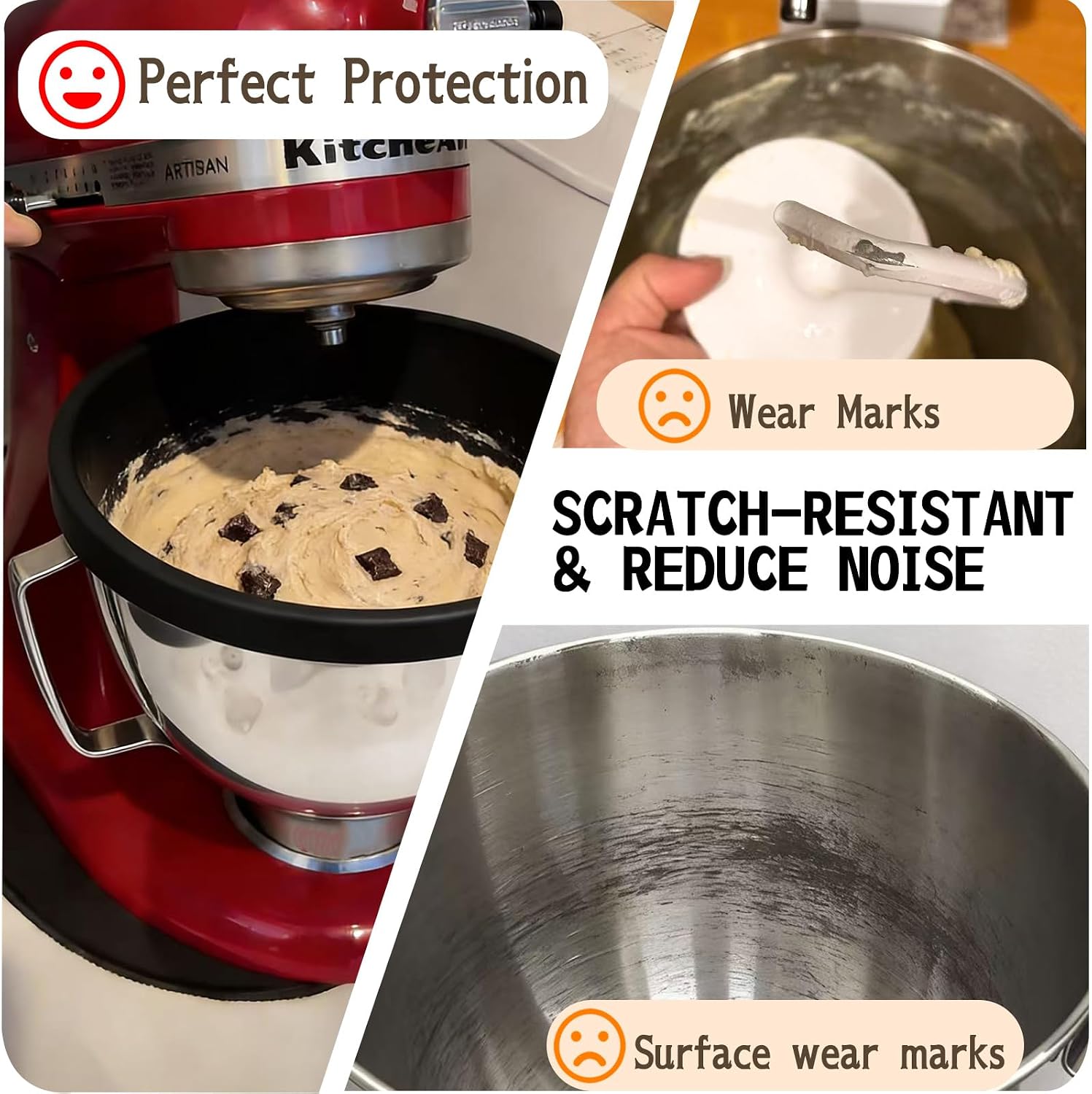 NTIERA Silicone Liners for KitchenAid 5 Qt Tilt-Head Stand Mixer, Stand Mixer Accessories, Bowl Liners Silicone with Lid, Dishwasher Safe Nonstick, Scratch Protection, Food-Grade BPA-Free(Black2)