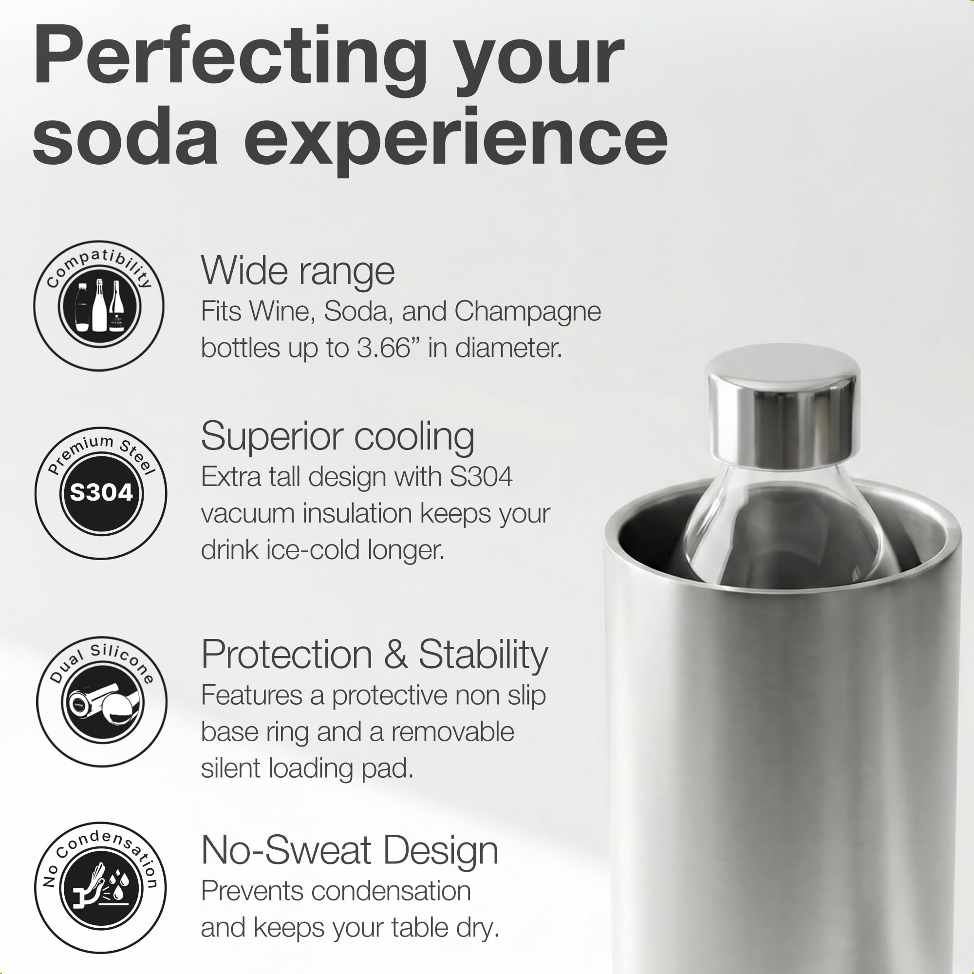 Stainless Steel Wine Chiller - Tall & Slim 9.5" Bottle Cooler — Amazon image 2