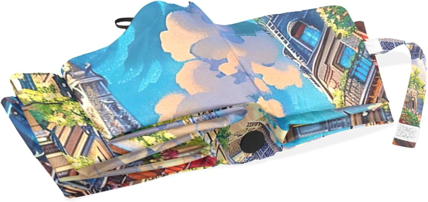 Joisal Custom Cute Cartoon Bees Travel Folding Umbrellas Compact Automatic Sturdy Colors Floral Ladies Umbrellas for Rain