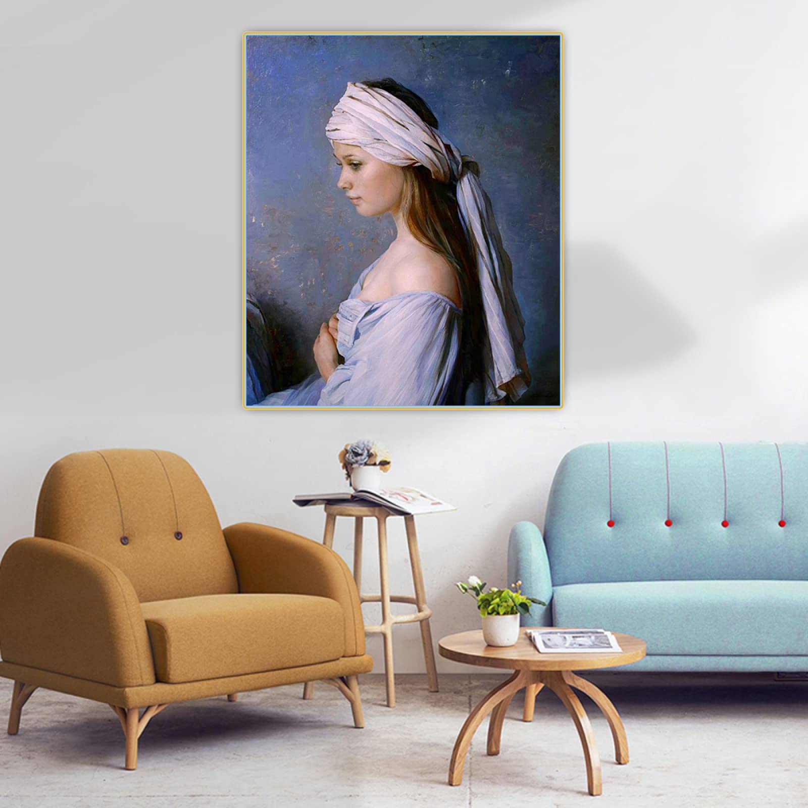 Amazon.co.jp: セルゲイ・マルシェニコフ絵画少女のヘッドスカーフ