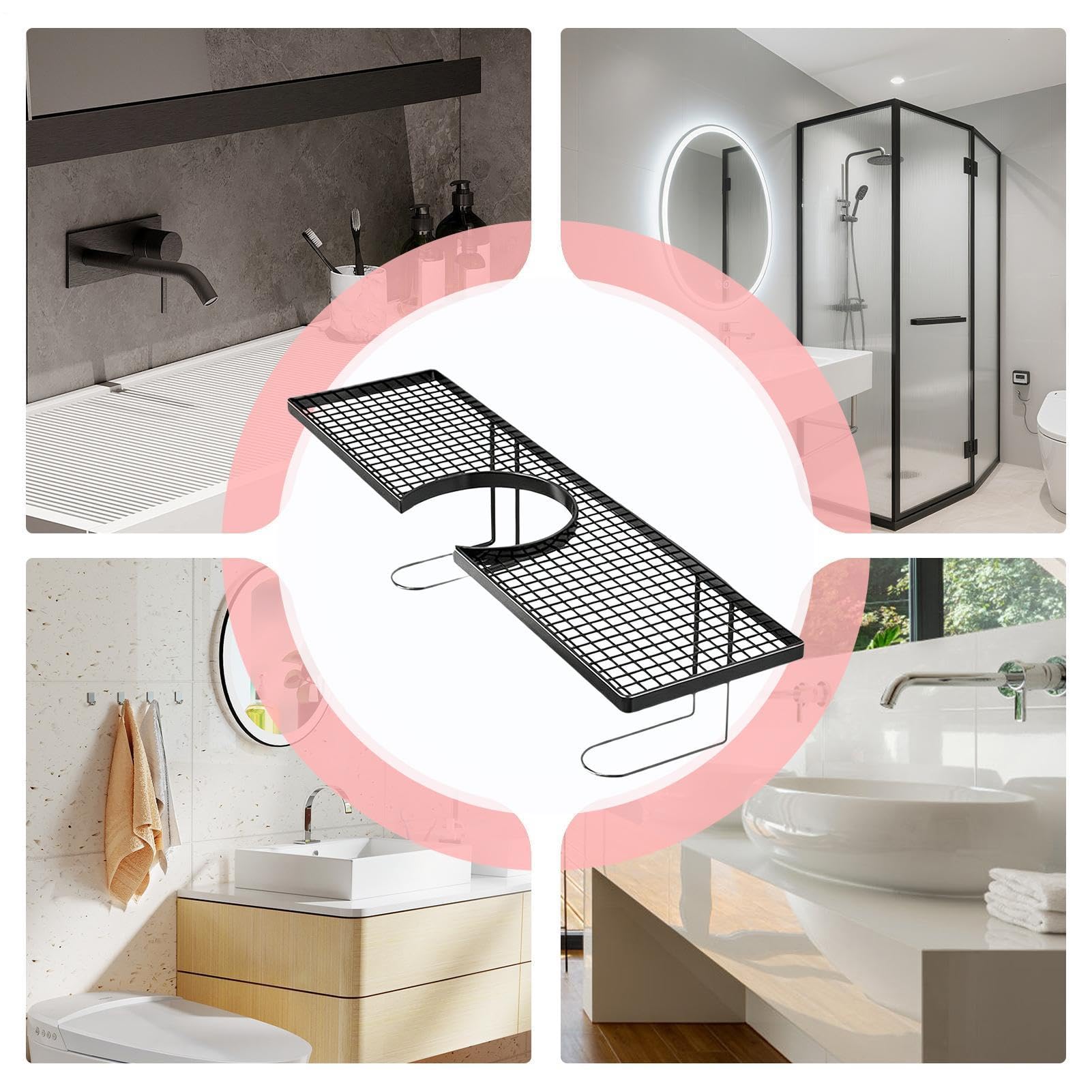 Waschbecken-Wasserhahn-Aufbewahrung, kein Bohren, Ablaufregal, über der Spüle, für Zuhause, Wohnung, Schlafsaal, Hotel, Restaurant, Badezimmer, Waschraum, Waschtisch, Theke