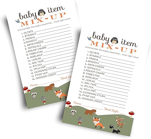 Paper Clever Party Woodland Baby Shower Games Género Neutral – Actividad de lucha de palabras – Divertidas actividades de baby shower para invitados