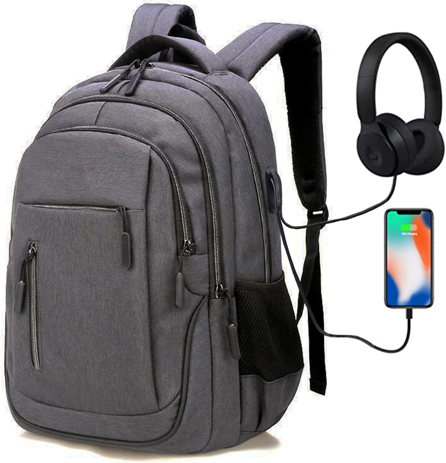 Qiccijoo Laptop Backpack for Men & Women Business Travel Backpack with Usb Charging Port College School Computer Backpack Fits 15.6 Inch Laptop Notebook