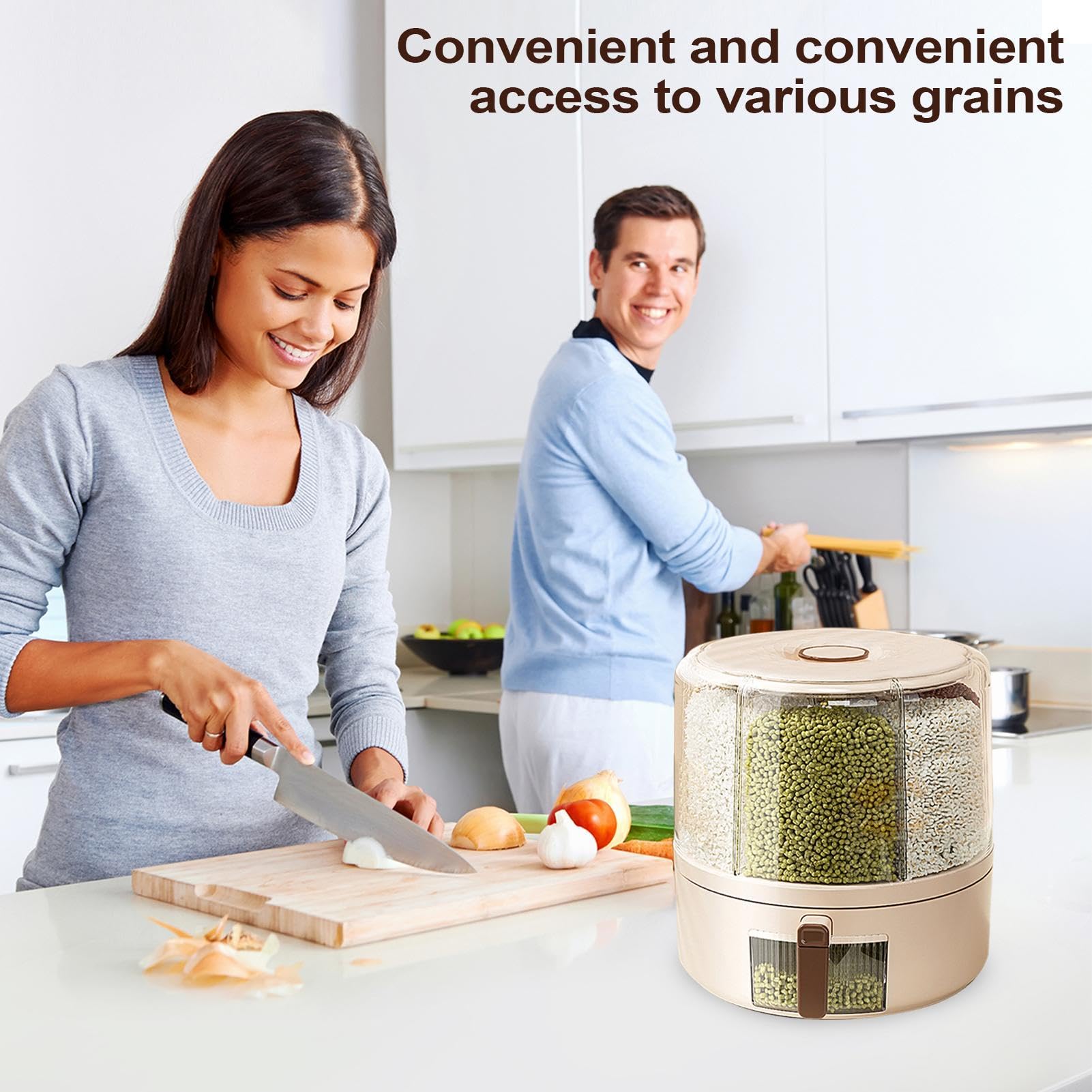 Dispensador de granos de cocina,Dispensador de almacenamiento de granos - Contenedor de alimentos secos desmontable de múltiples rejillas con rotación de 360 grados | Organización hermética para enc