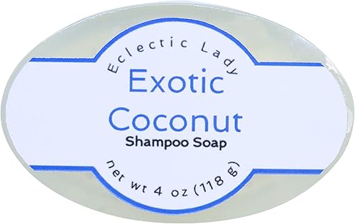 Eclectic Lady - Barra de jabón de champú de coco exótico con aceite de argán puro, proteína de seda, proteína de miel y extractos de flor de