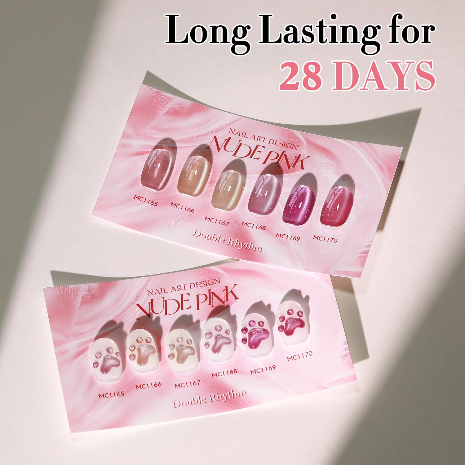 Double Rhythm Cat Eye Gel Nail Polish Set of 6 Same Color Same Bottle 0.5 Oz Shimmer Glitter with Magnet Holographic Reflective Magnetic UV Nail Polish Kit at Home (Nude Pink Rose-T6-30)