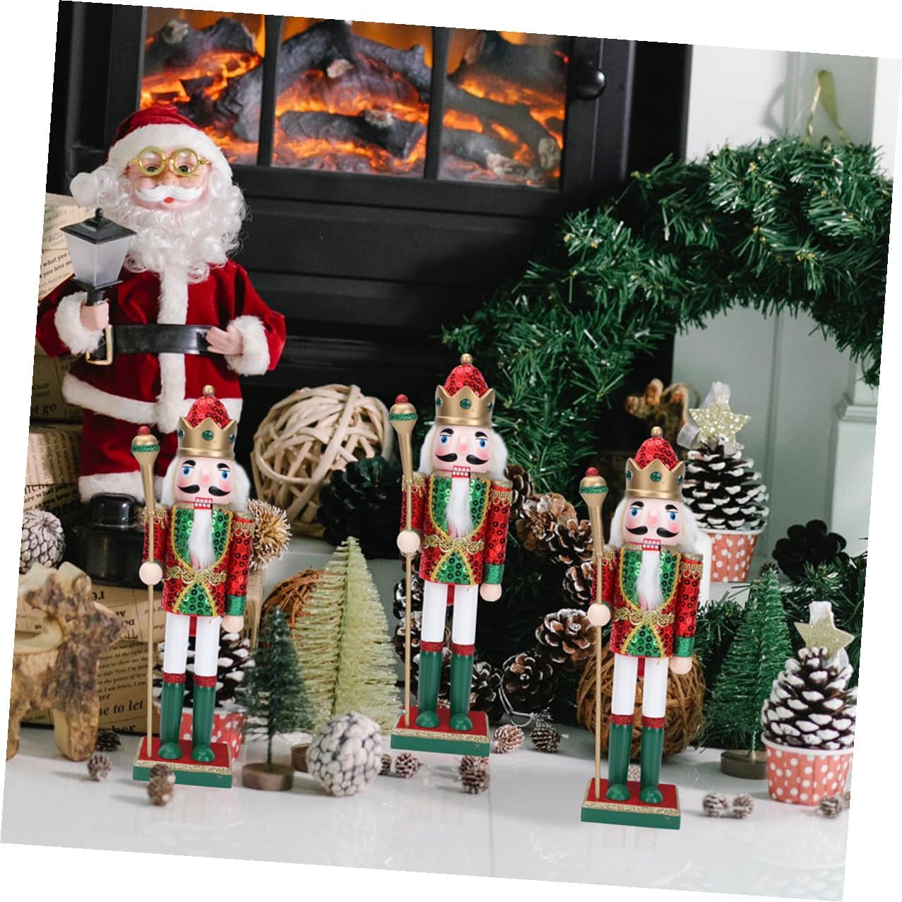 Wooden Nutcracker Figurine Christmas Nutcracker Decorations Soldier Puppet Christmas Shelf Decor Collectible Holiday Ornament