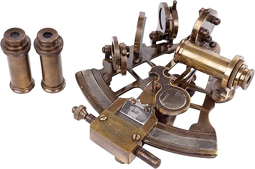 Miniatura 7 de US HANDICRAFTS J. Scott London Brass Ship History Sextant con caja de madera dura.J. Scott London Brass Ship History Sextant con caja de madera dura.