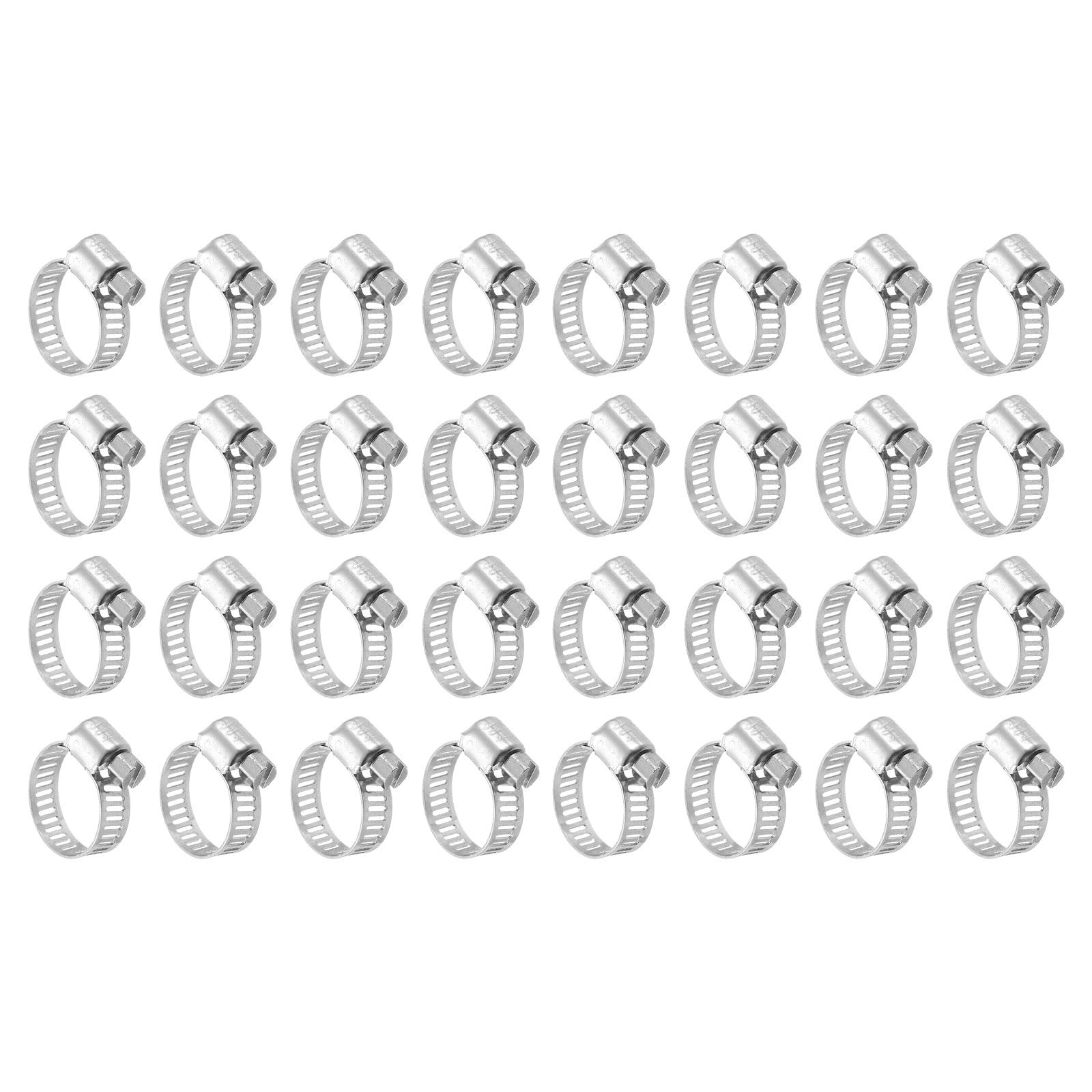 uxcell 32 Pcs Hose Clamps, Stainless Steel 1/2"-1/4"(13-19mm) Adjustable Worm Gear Drive Hose Clamps Pipe Clamp for Plumbing Dishwasher Automotive