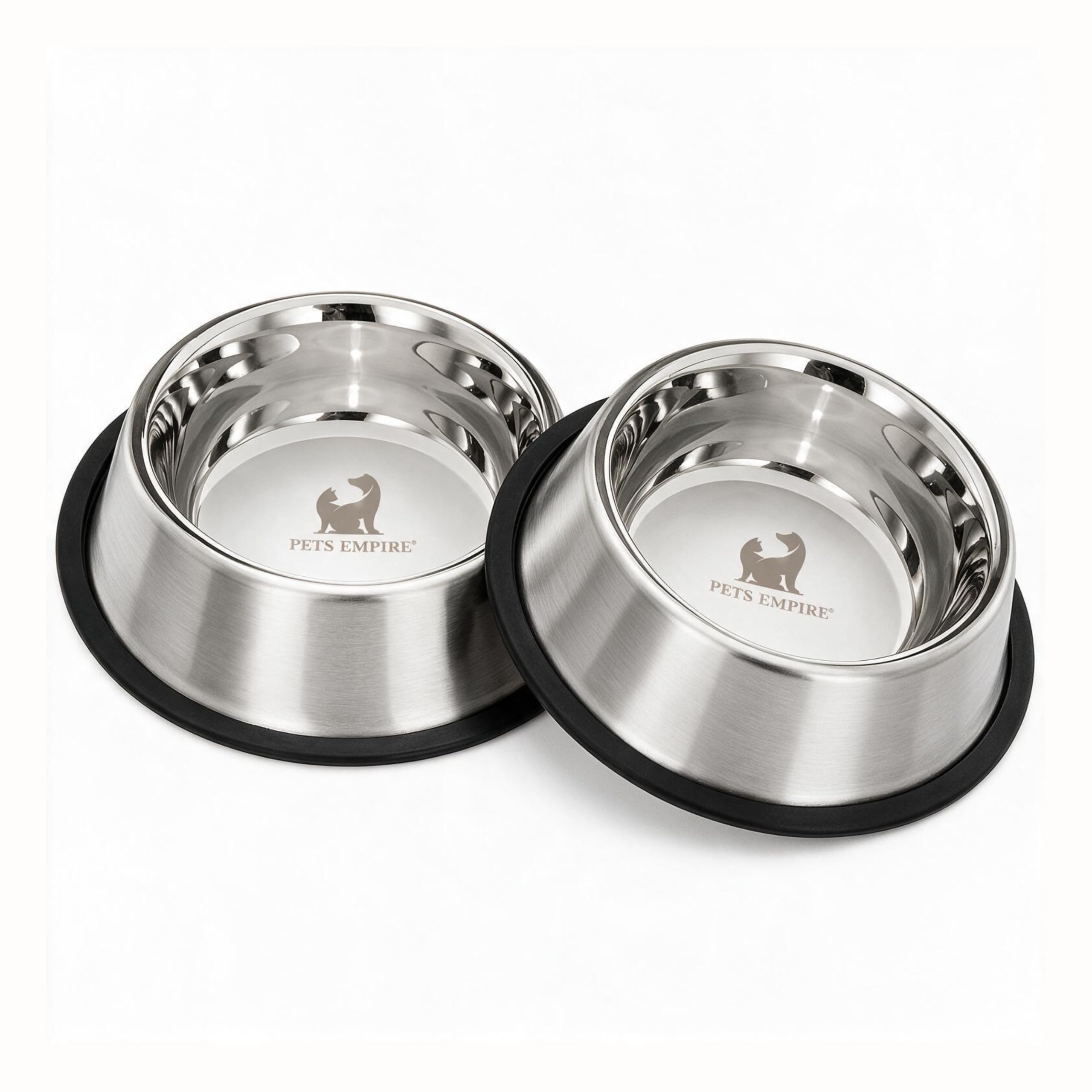 PETS EMPIRE Stainless Steel Dog Bowls, Set of 2 - Non-Slip, Stackable Food & Water Bowls - Rust-Resistant, Dishwasher Safe Dishes for Small, Medium & Large Dogs(700 ML X 2)