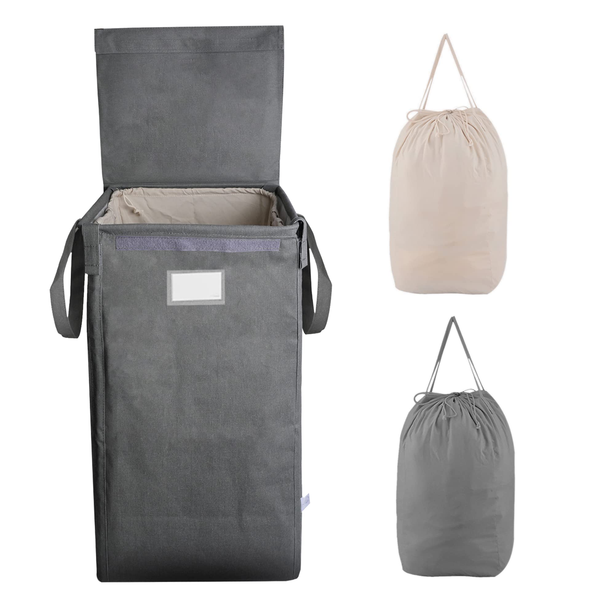 Large Collapsible Clothes Hamper with Lid - Removable Bag & Handles, Tall Storage for Laundry, Toys & More