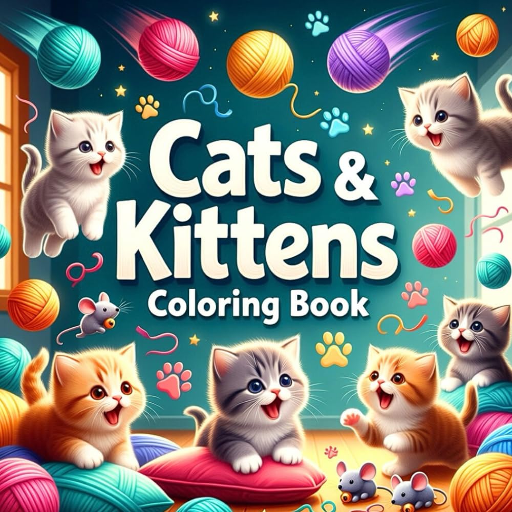 Whisker Wonders A Magical Cats & Kittens Coloring Book for Adults & Kids - Unique Fantasy Scenes to Color & Relax: Stress Relief Art Therapy with ... & Dreamy Adventures - Bold Line Illustrations