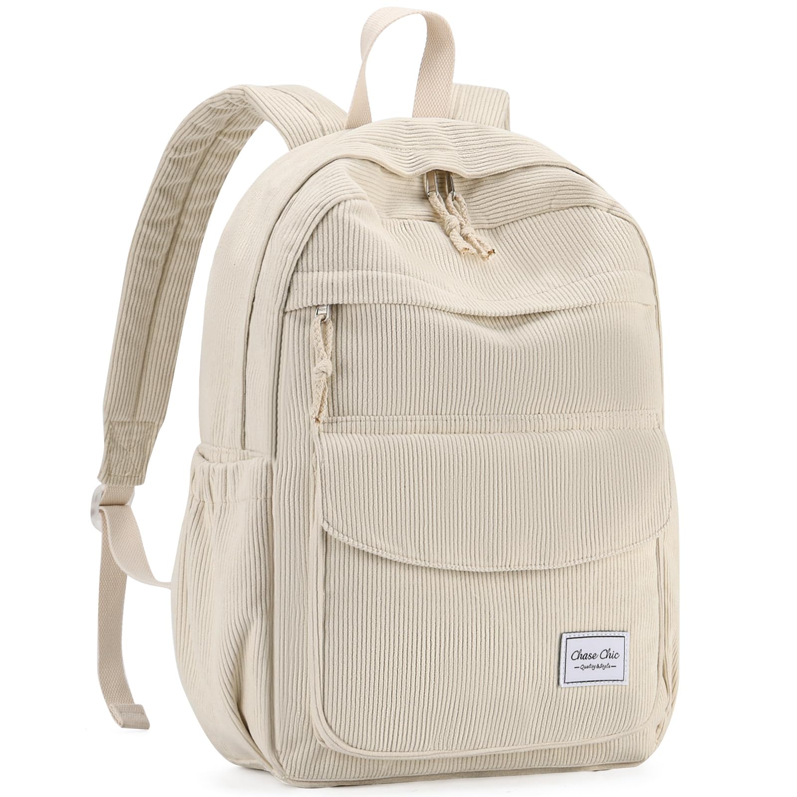 Chase Chic Sac a Dos Fille,Loisir Sacs Ecole Cartable Filles,16,7 L Sacs Scolaire Daypacks School Bag pour Travail, Voyage,école,College,Beige