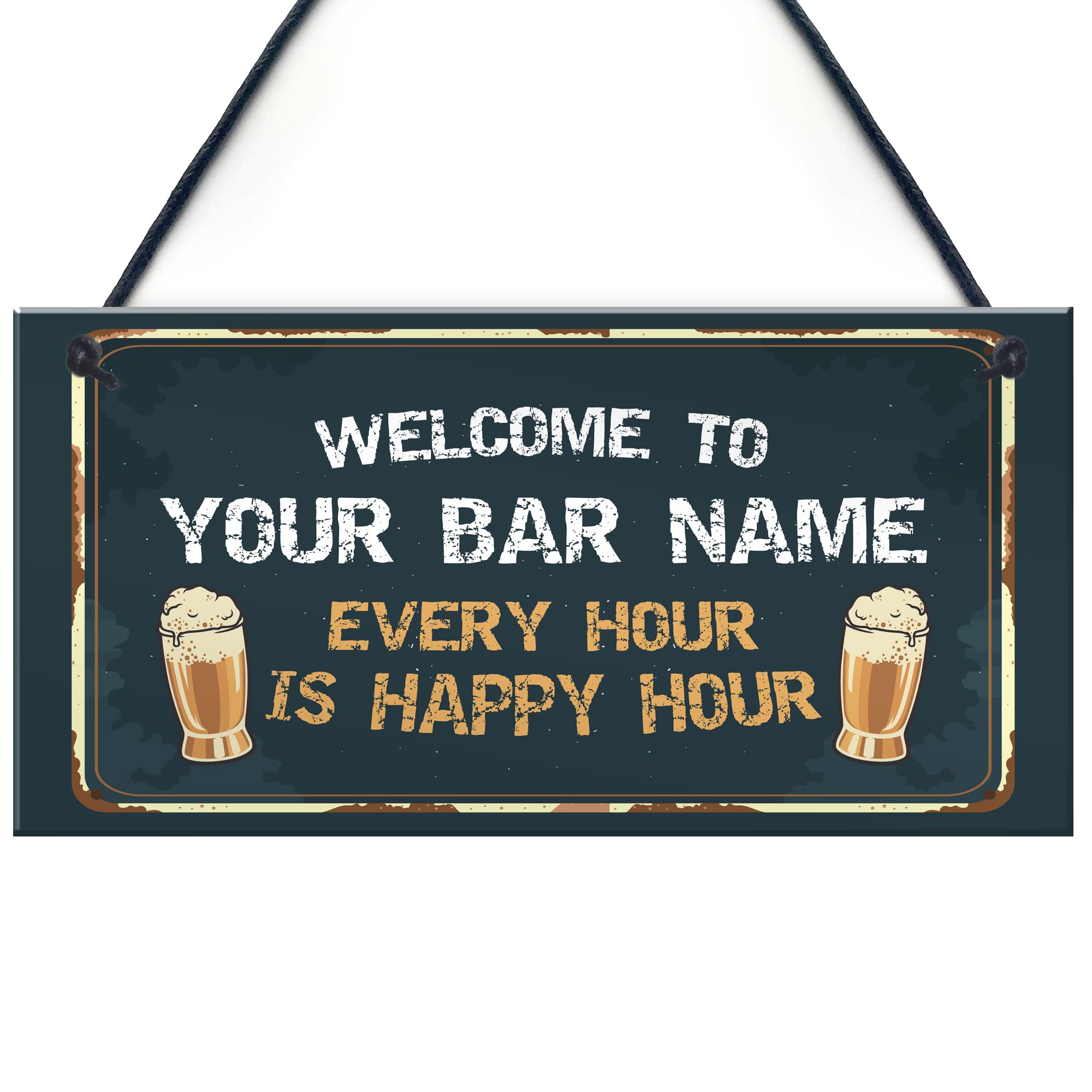 WELCOME Sign For Bar Home Bar PERSONALISED Man Cave Bar Sign Alcohol Gift